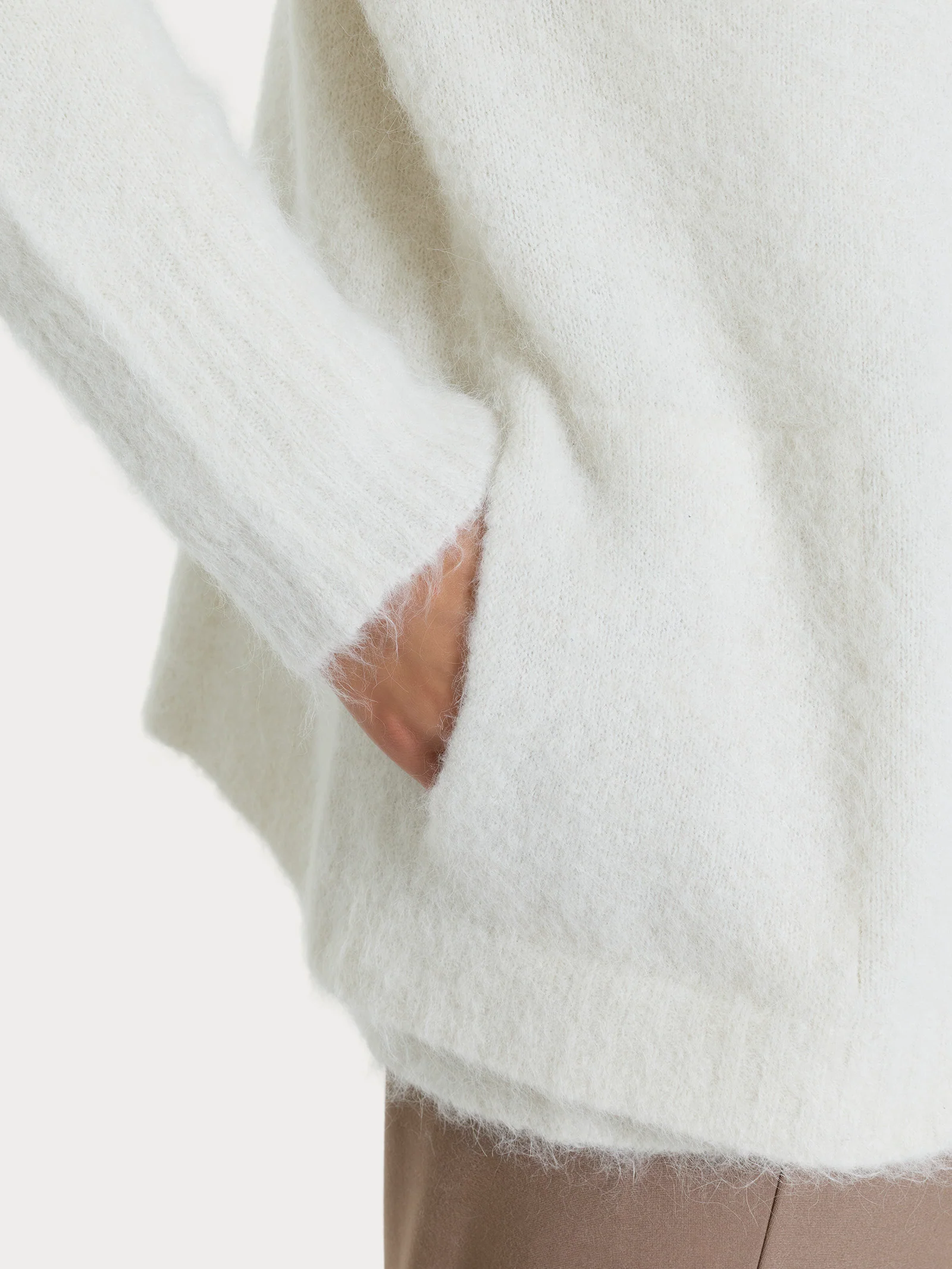 Cardigan aperto in Misto Alpaca - Avorio - Image 3