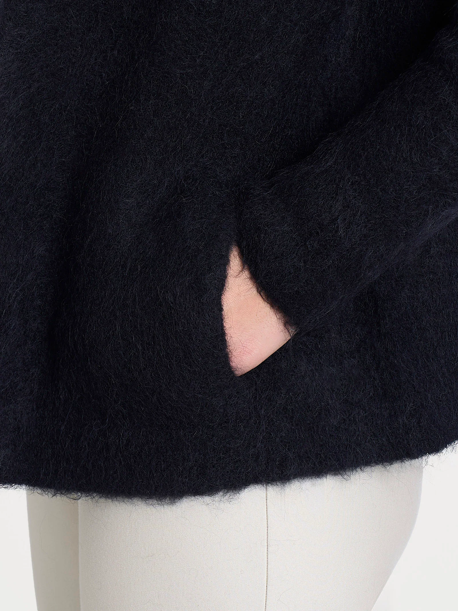 Cardigan aperto in Misto Alpaca - Nero - Image 3
