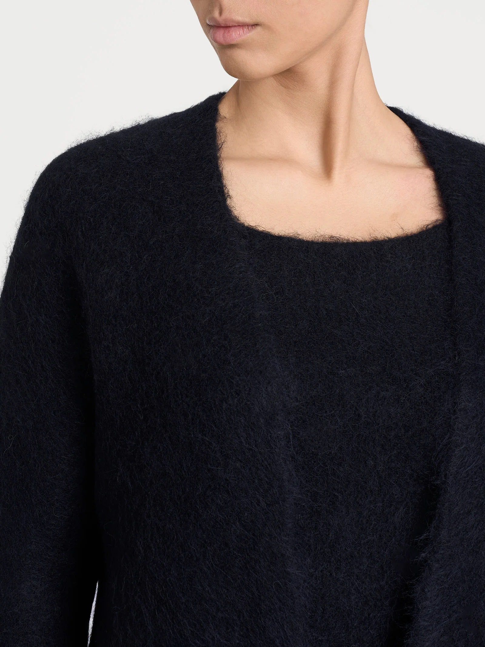Cardigan aperto in Misto Alpaca - Nero - Image 4