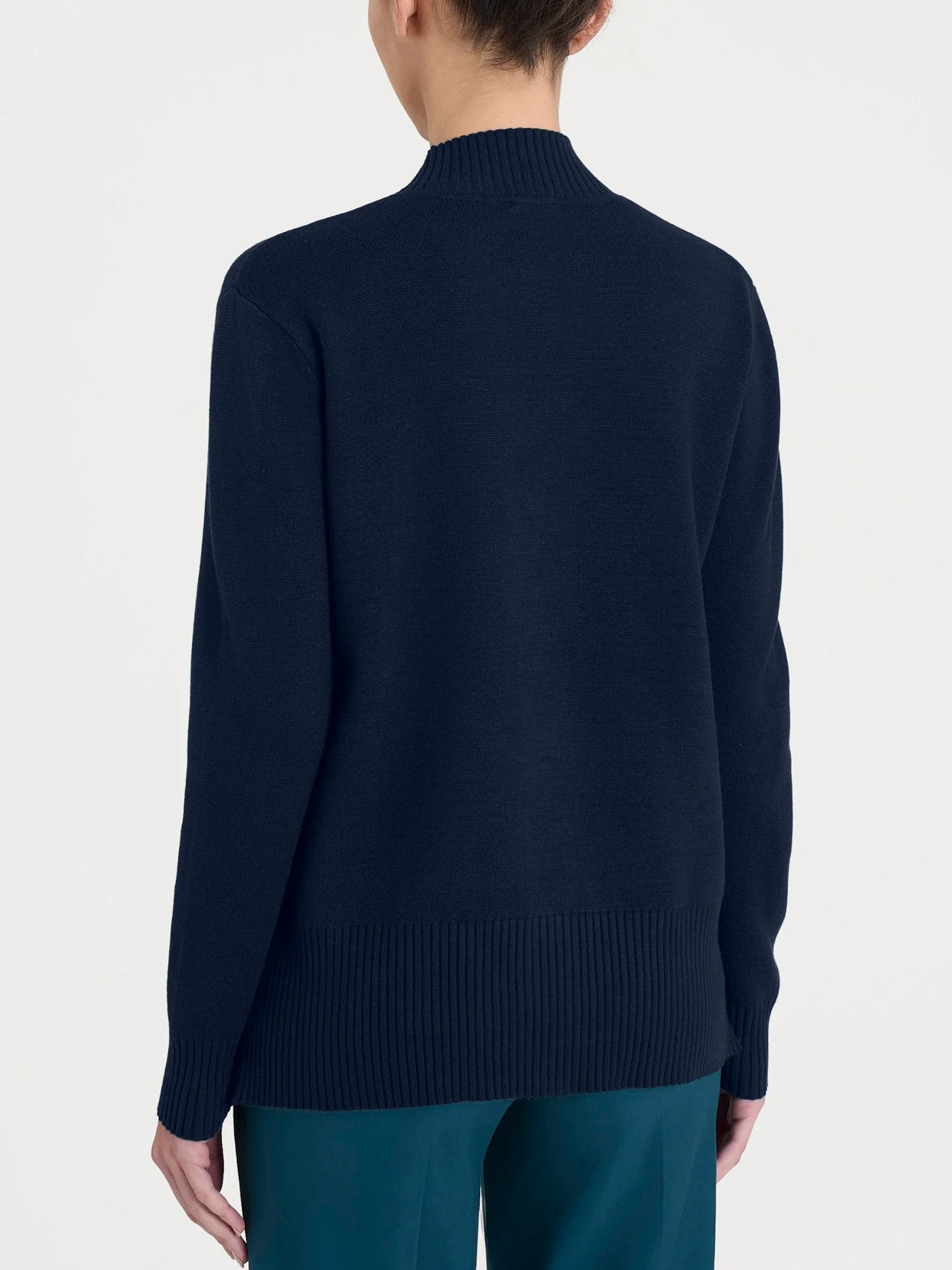 Cardigan asimmetrico con collo alto in Super Soft - Bleu - Image 2
