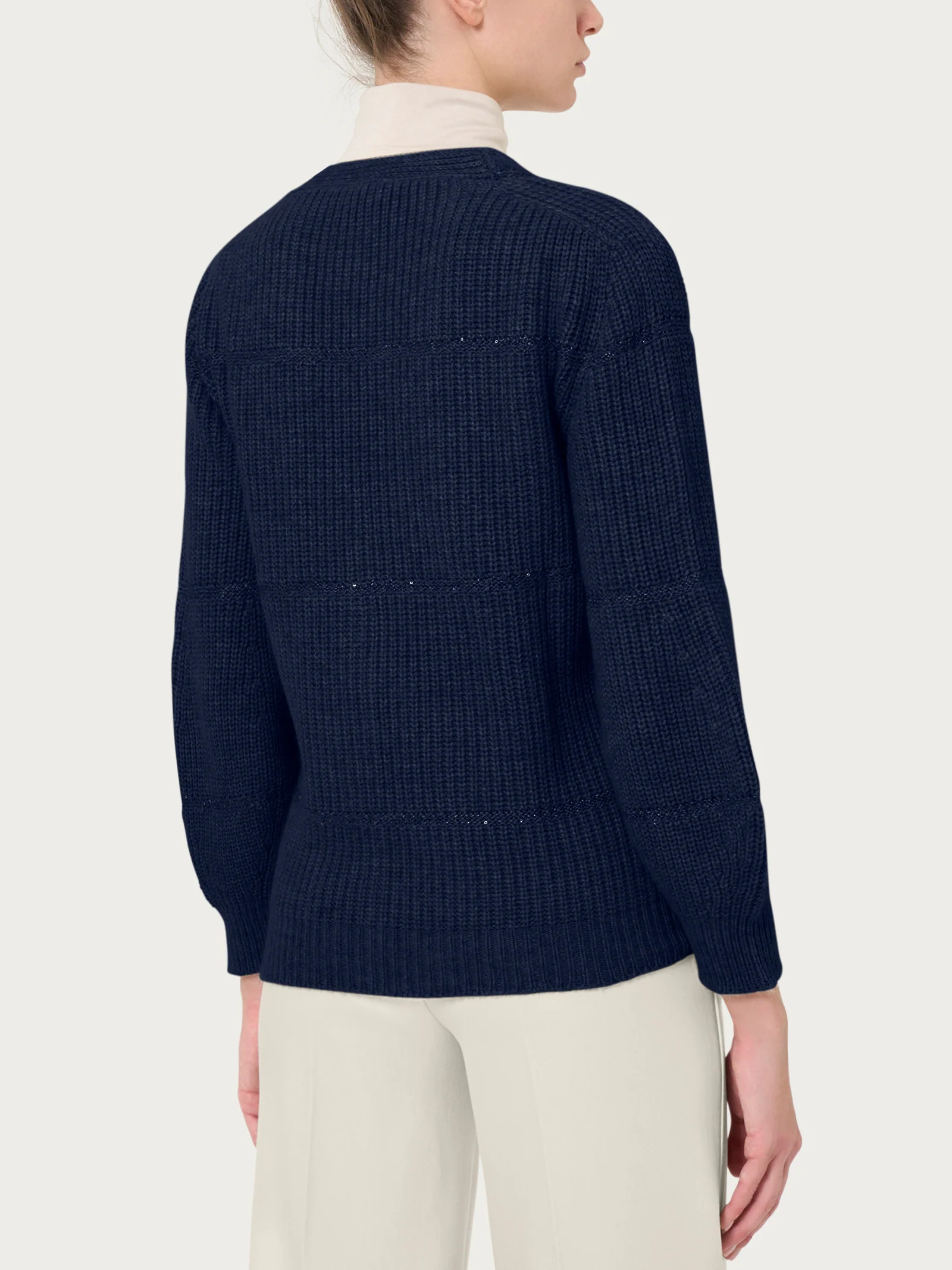 Cardigan con bottoni e paillettes in misto angora - Bleu - Image 2