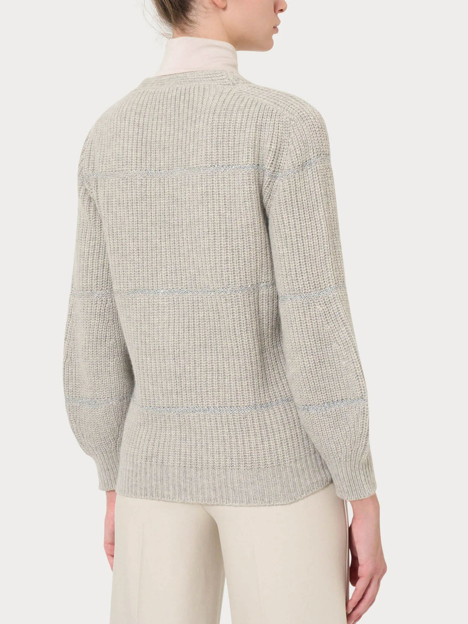 Cardigan con bottoni e paillettes in misto angora - Ghiaia Mel. - Image 2