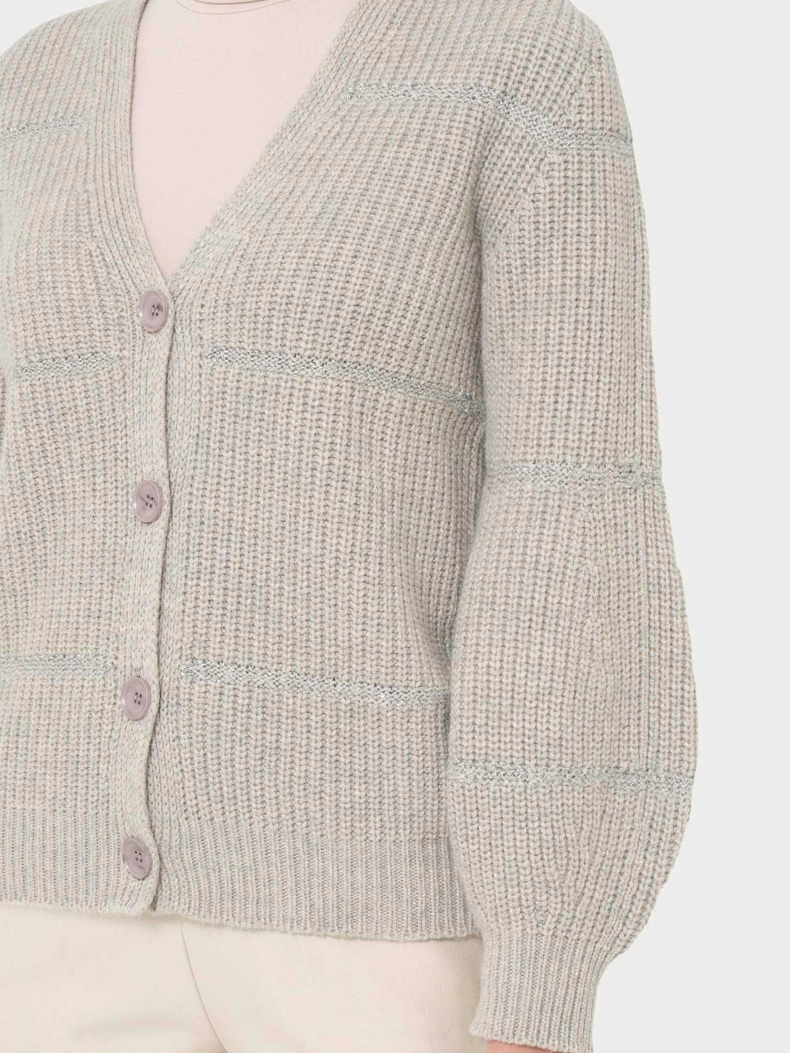Cardigan con bottoni e paillettes in misto angora - Ghiaia Mel. - Image 3