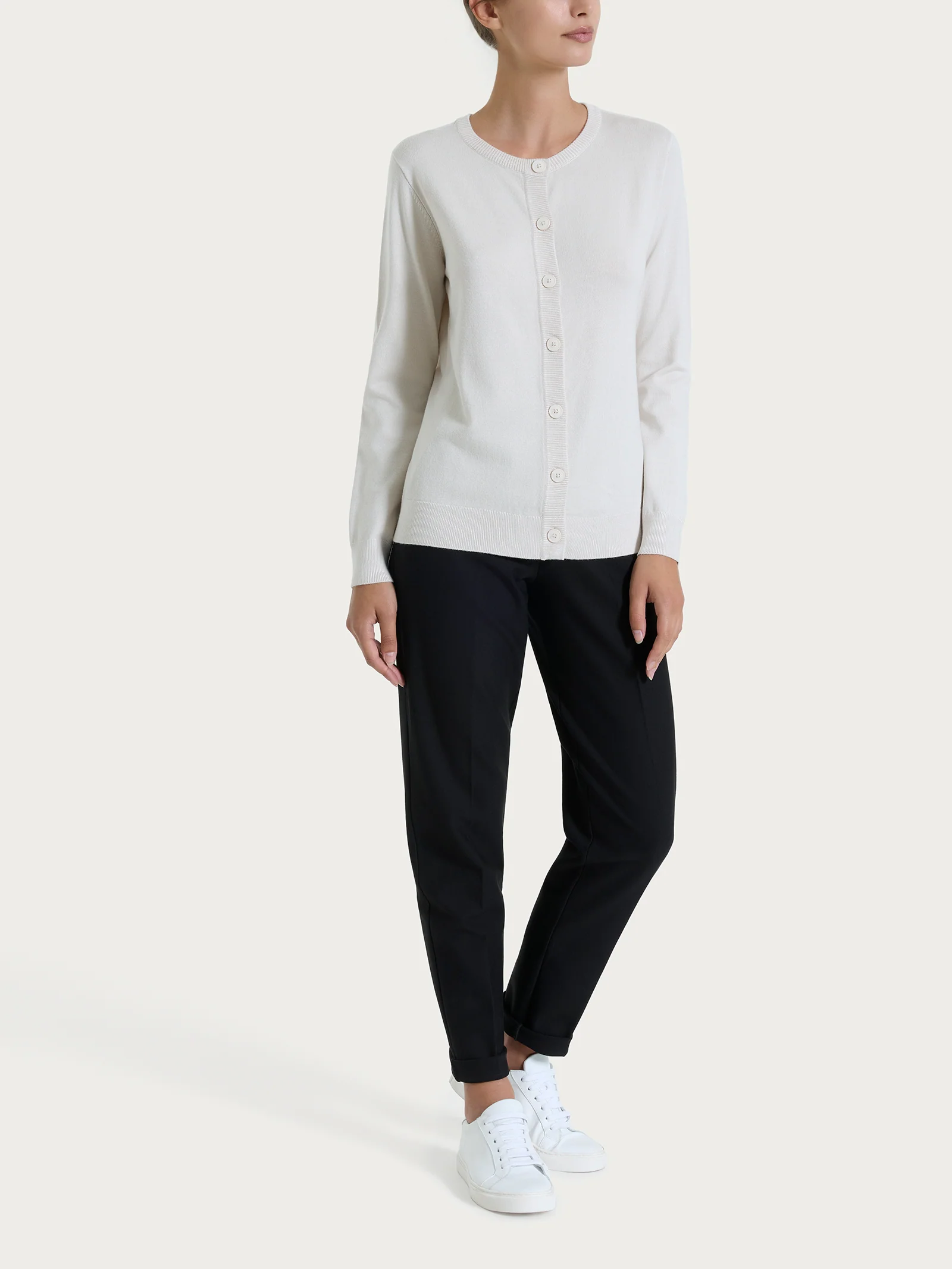 Cardigan con bottoni Four Seasons - Champignon - Image 4