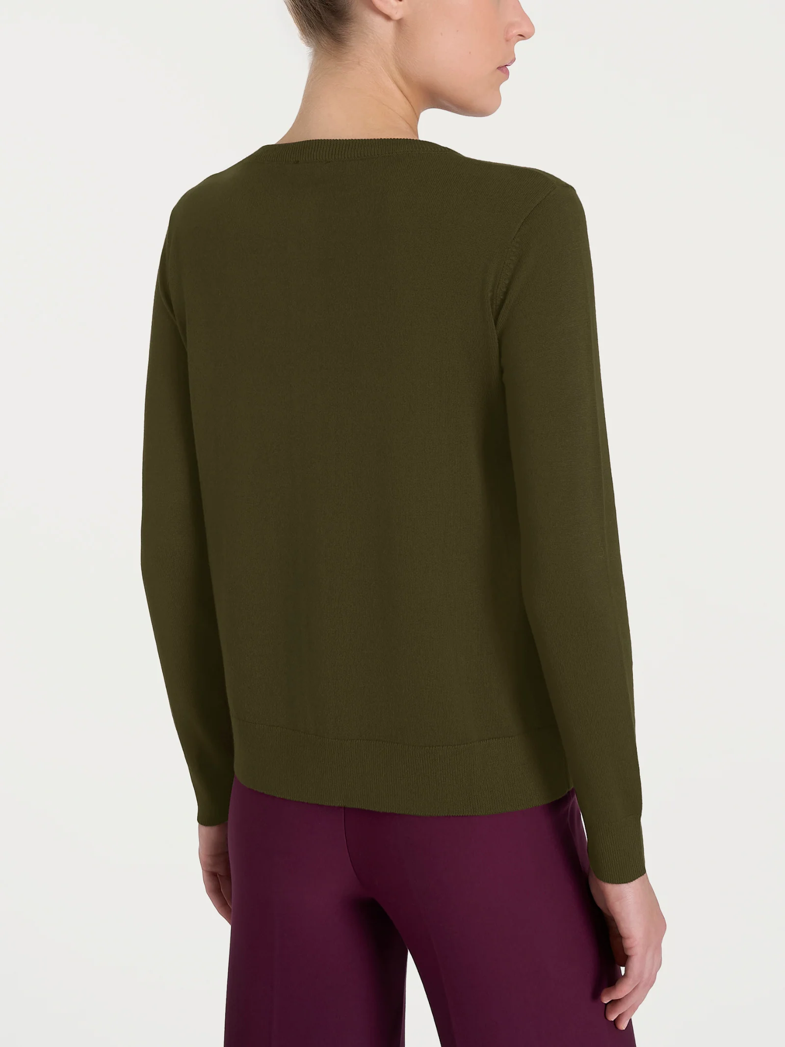 Cardigan con bottoni Four Seasons - Dark Olive - Image 2