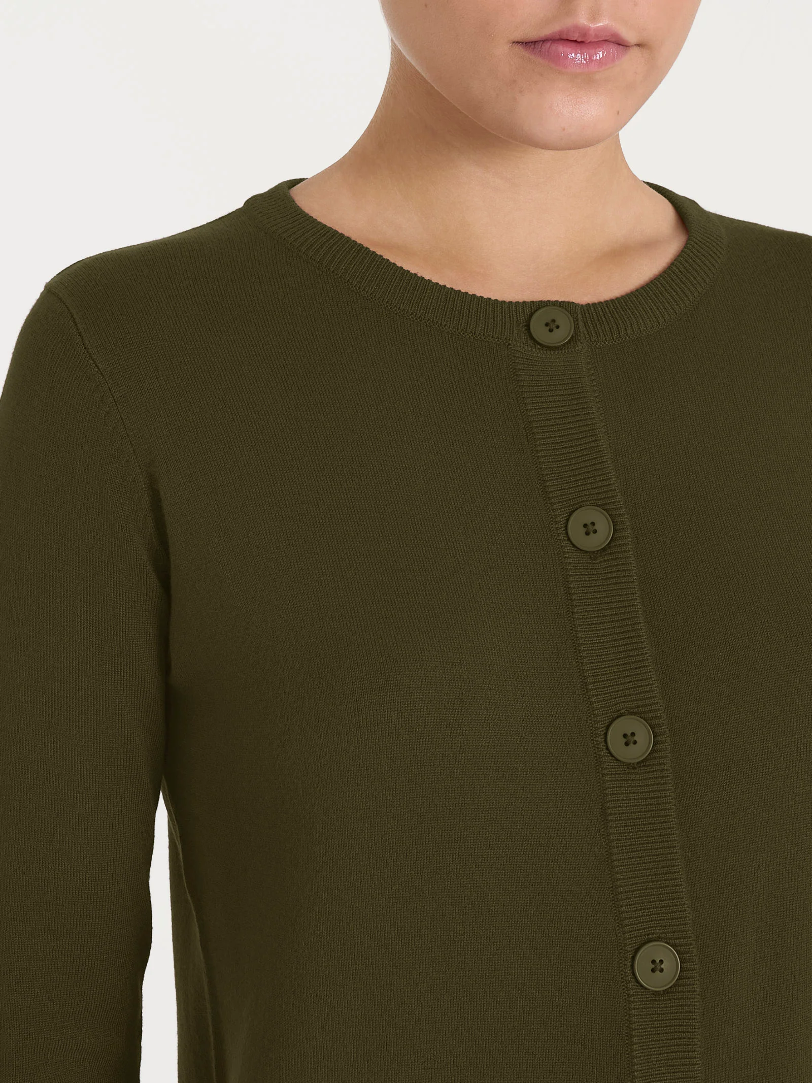 Cardigan con bottoni Four Seasons - Dark Olive - Image 3