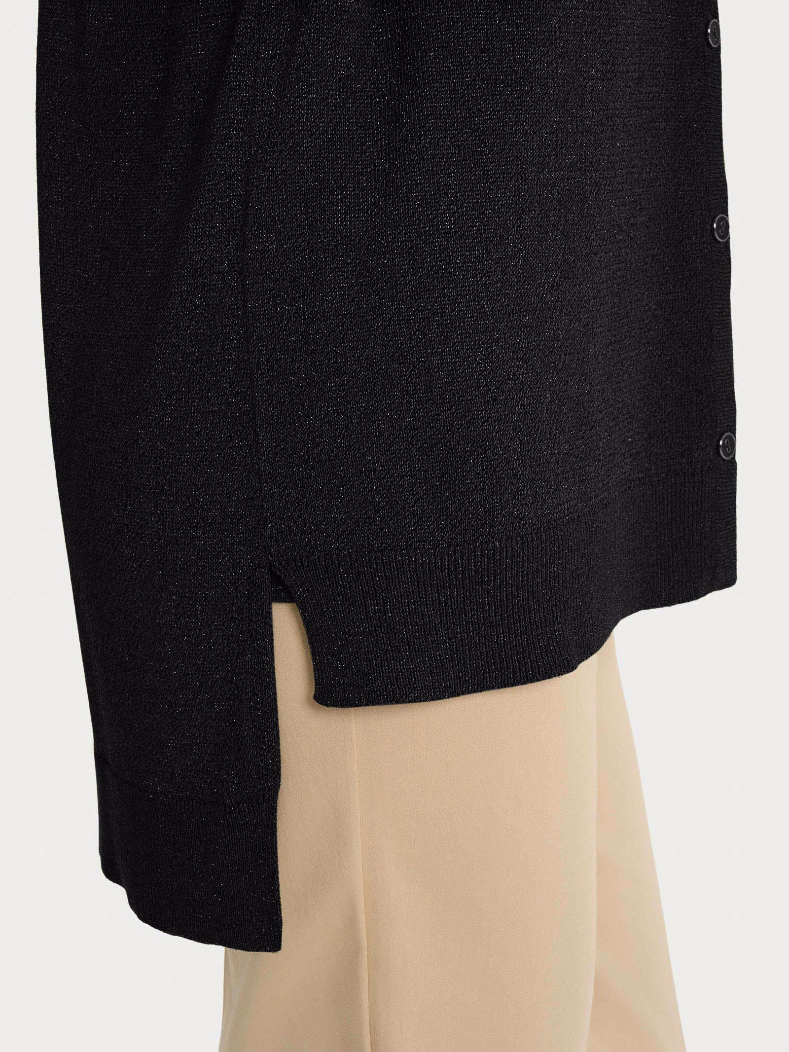 Cardigan con bottoni in Crêpe Lurex - Nero - Image 3