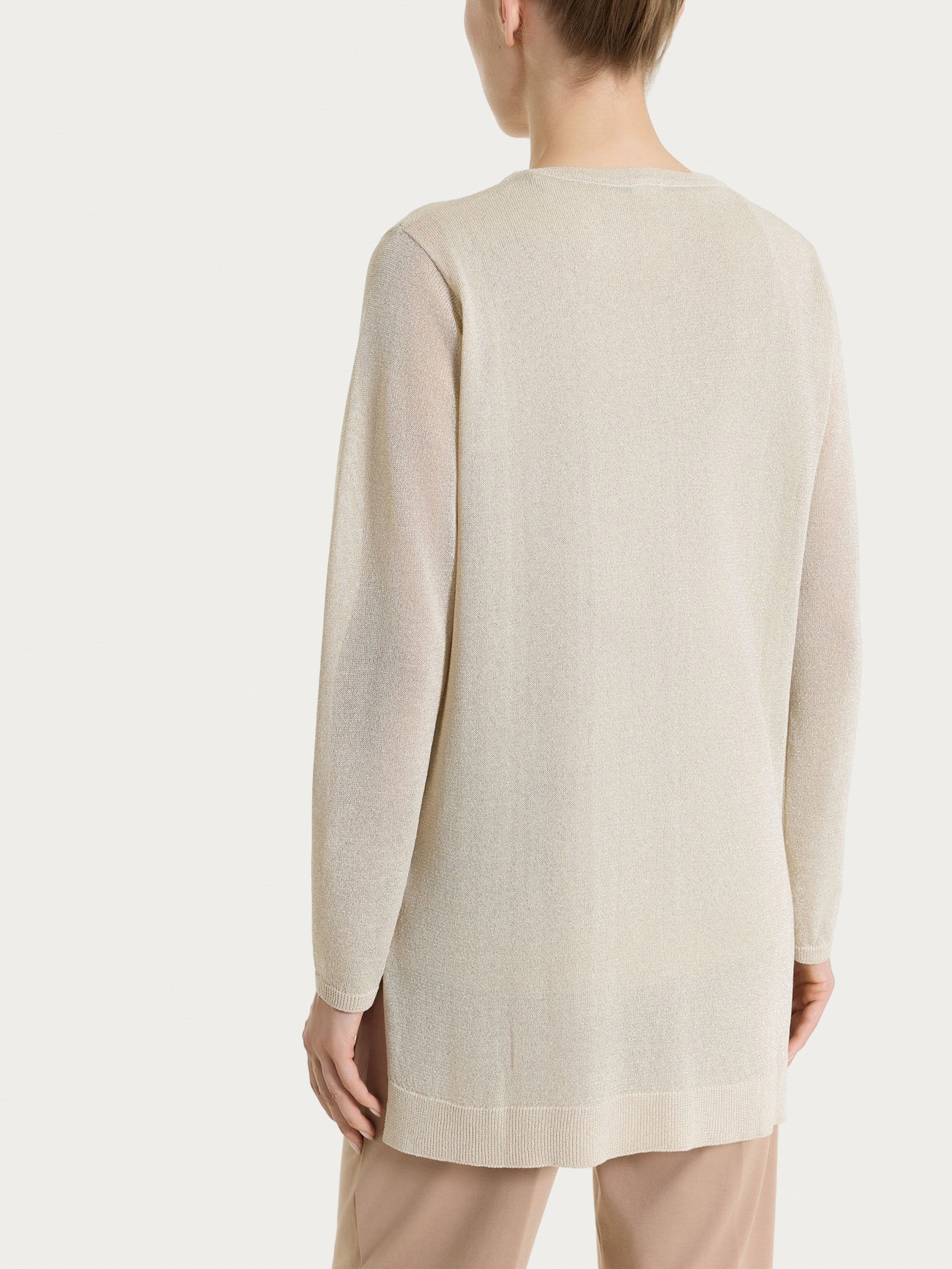 Cardigan con bottoni in Crêpe Lurex - Champignon - Image 2