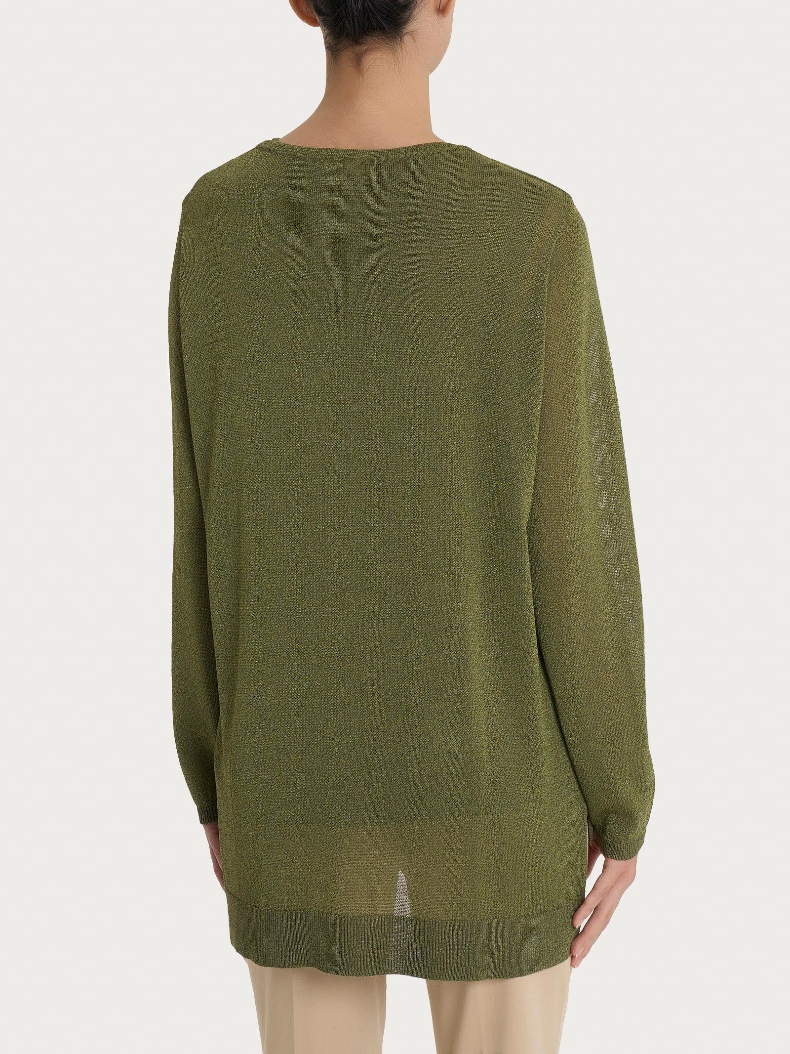 Cardigan con bottoni in Crêpe Lurex - Sphagnum - Image 2