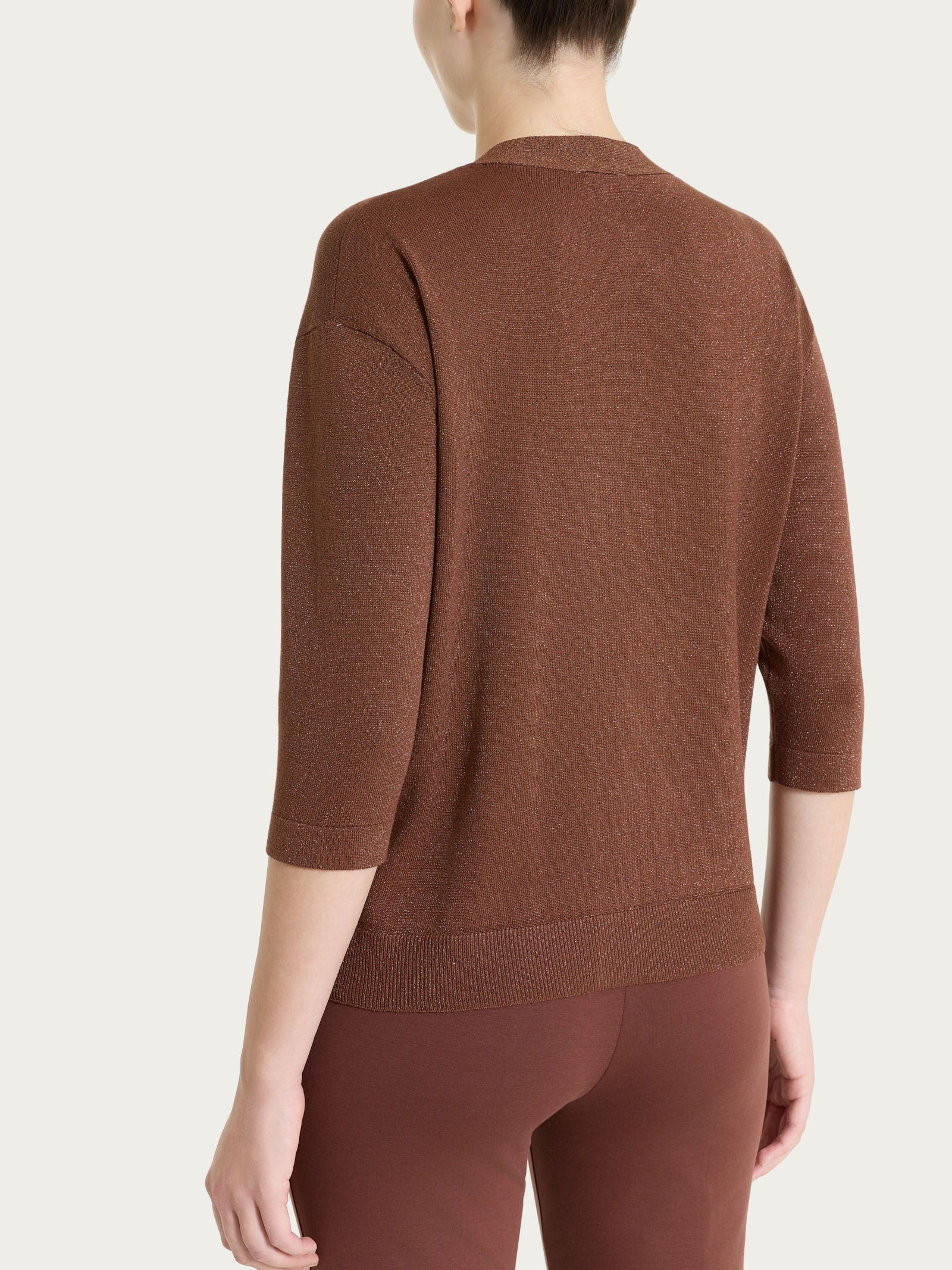 Cardigan con bottoni in Lurex Summertime - Cappuccino - Image 2