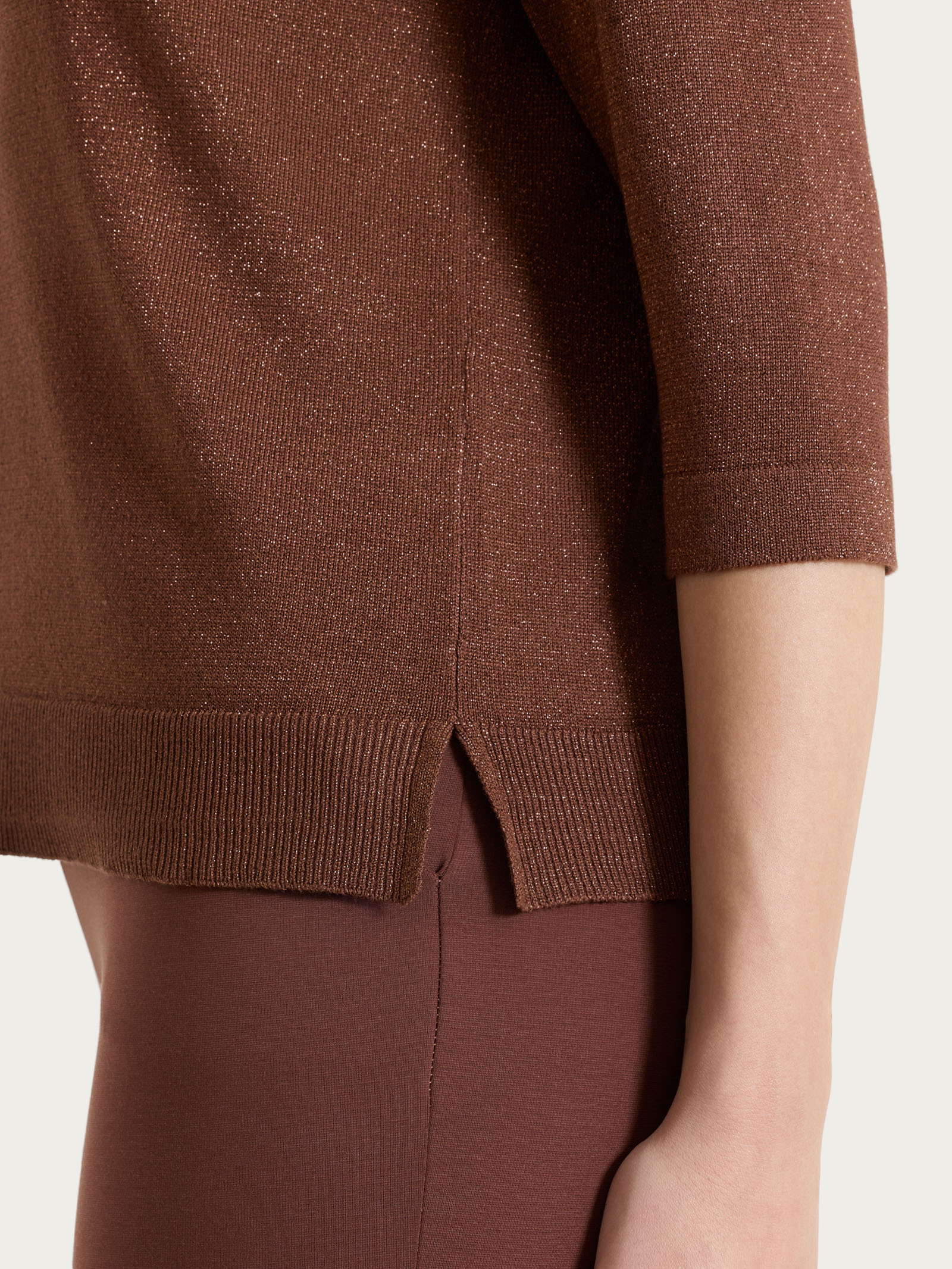 Cardigan con bottoni in Lurex Summertime - Cappuccino - Image 4