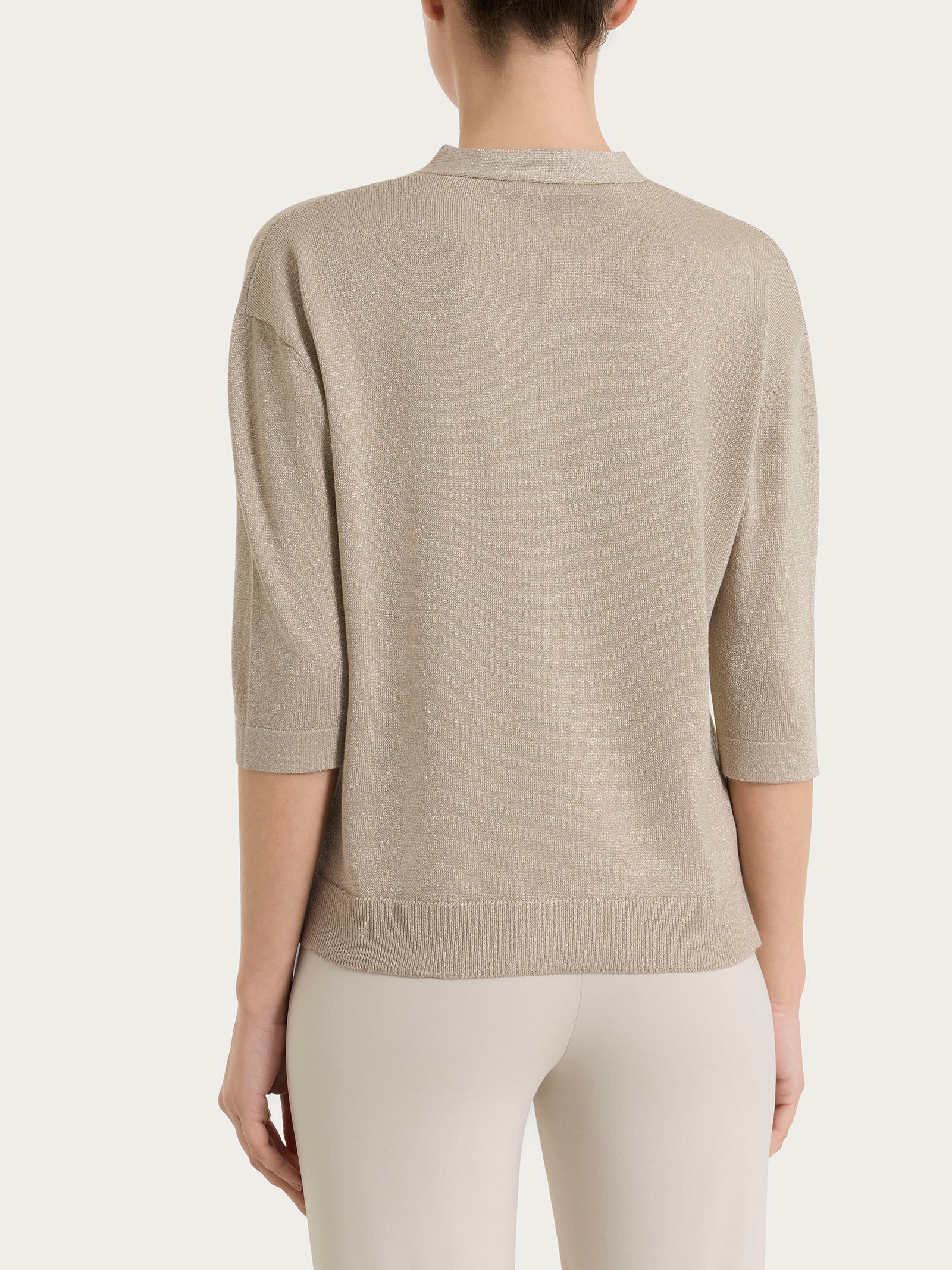 Cardigan con bottoni in Lurex Summertime - Crockery - Image 2