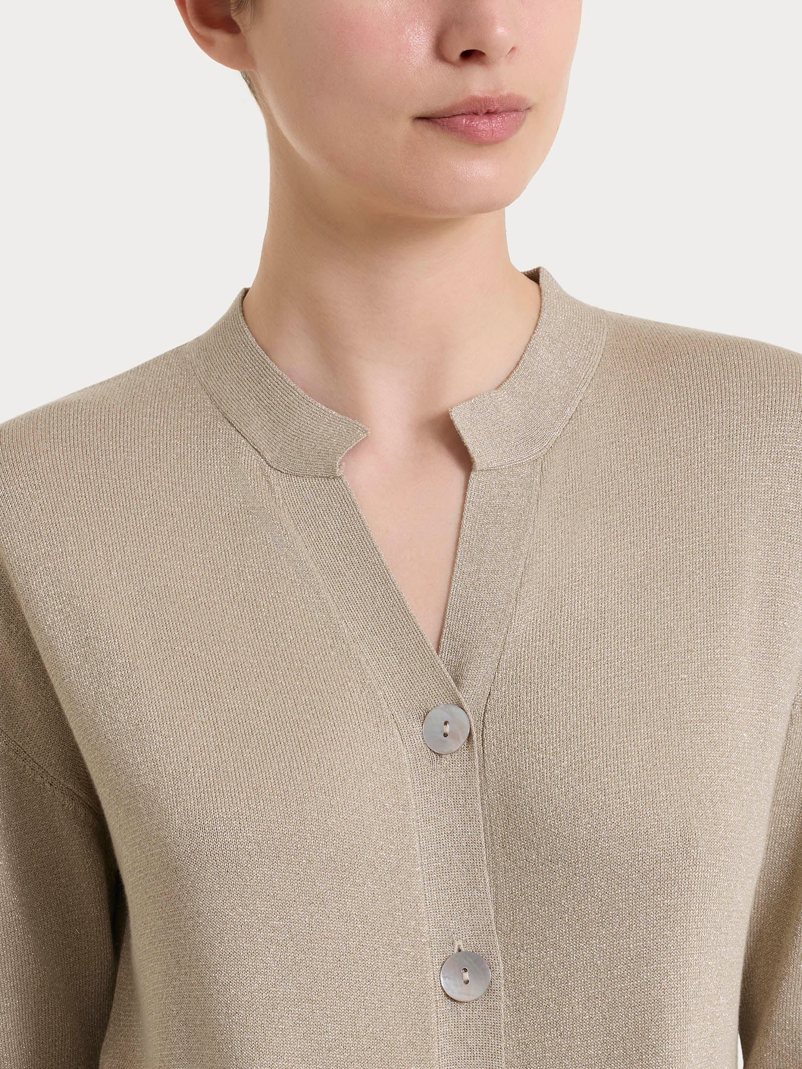 Cardigan con bottoni in Lurex Summertime - Crockery - Image 4