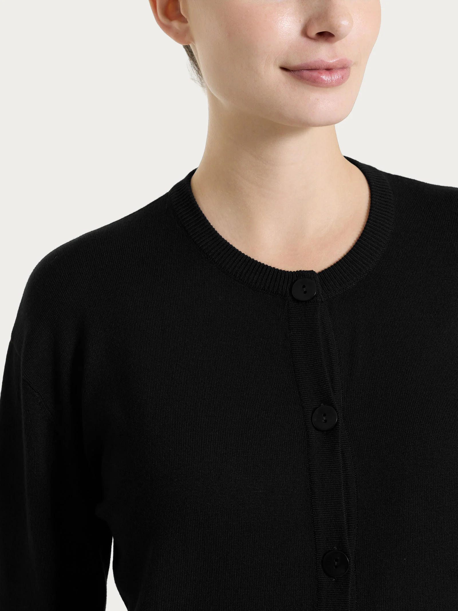 Cardigan con bottoni in Summertime - Nero - Image 3