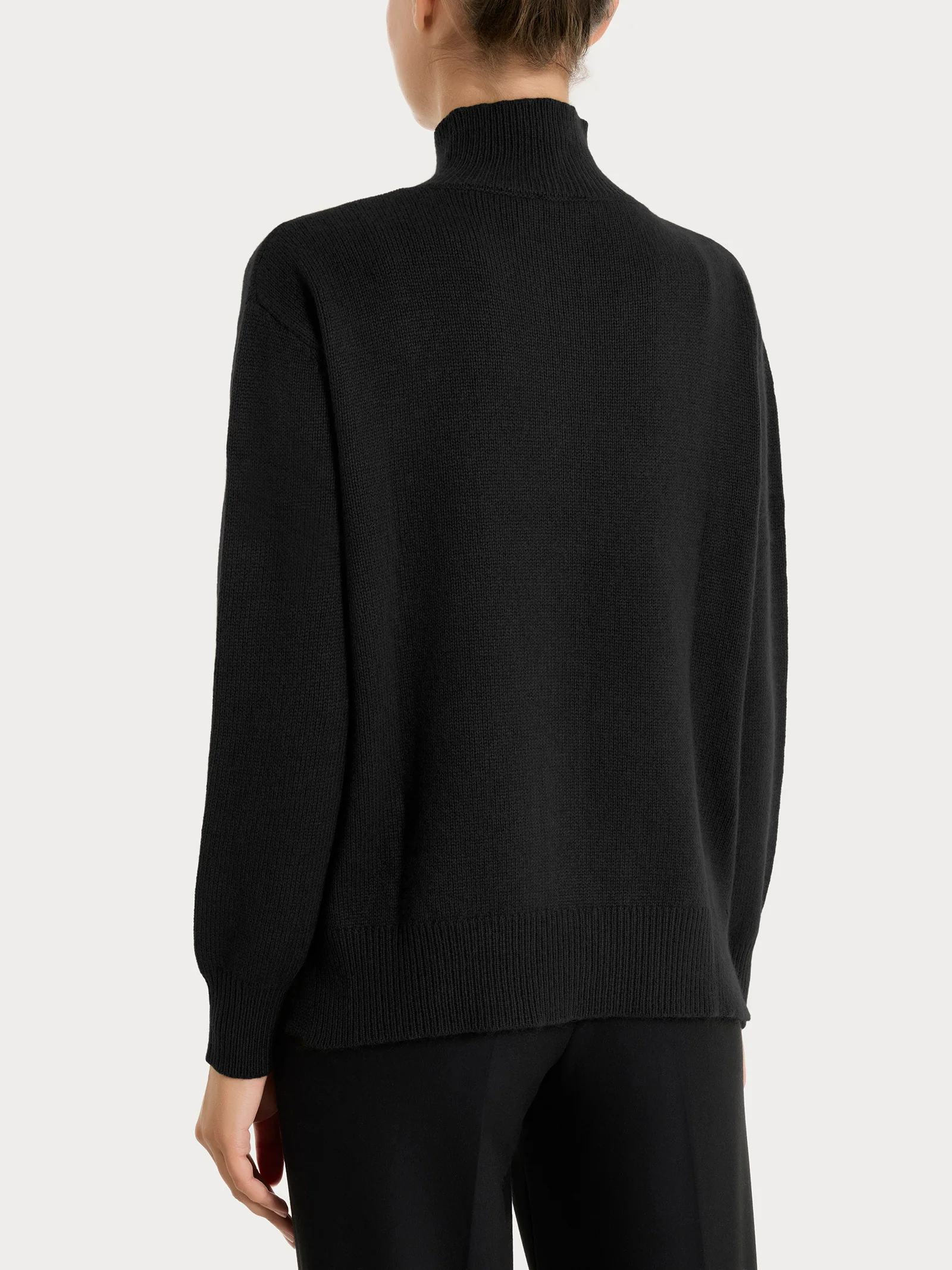 Cardigan con collo alto in Natural Soft - Nero - Image 2