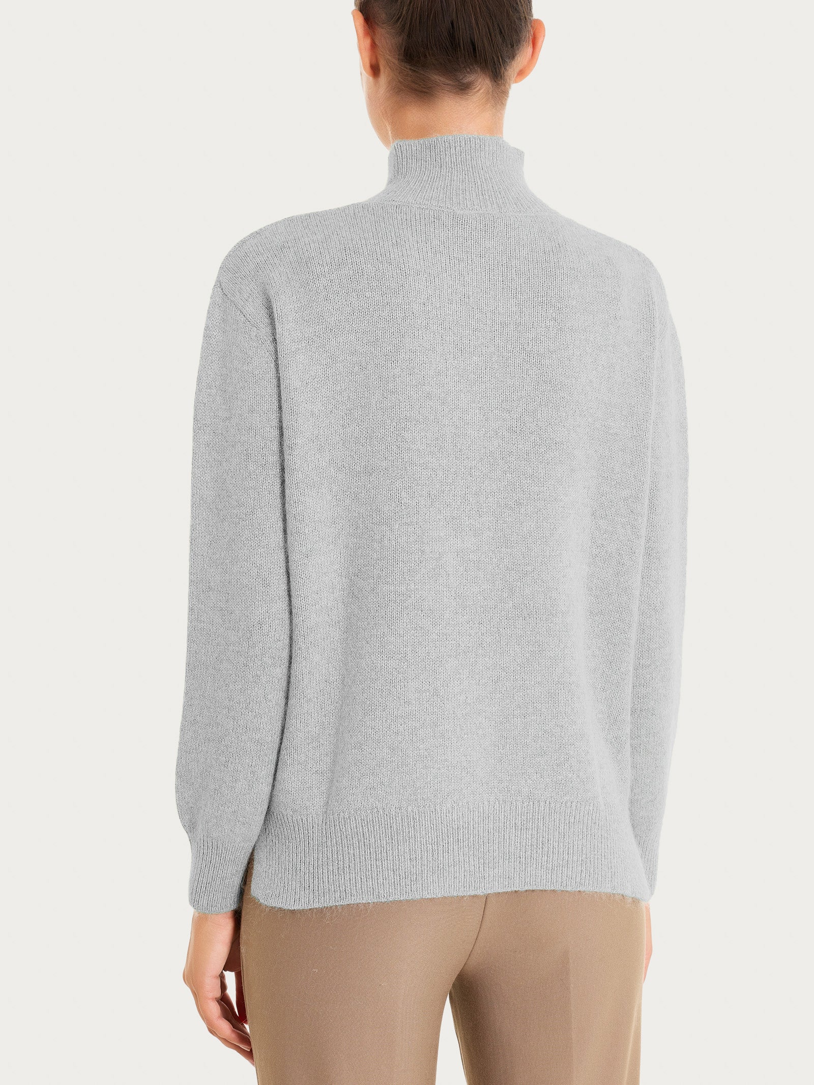 Cardigan con collo alto in Natural Soft - Ghiaia Mel. - Image 2