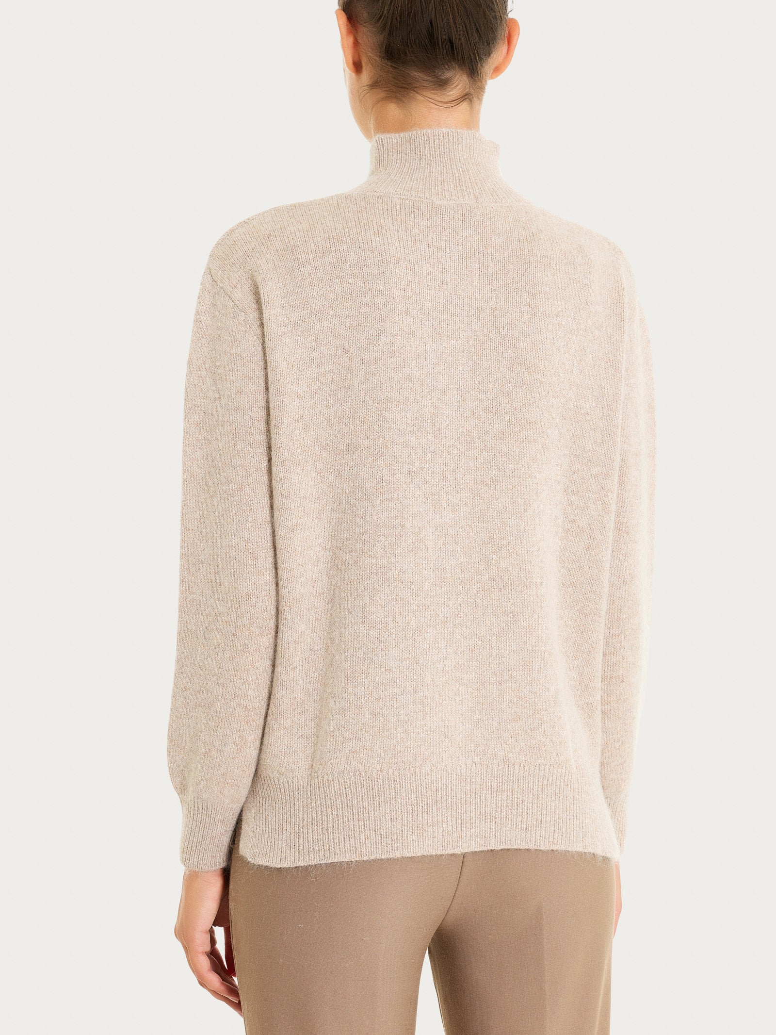 Cardigan con collo alto in Natural Soft - Zenzero Mel. - Image 2