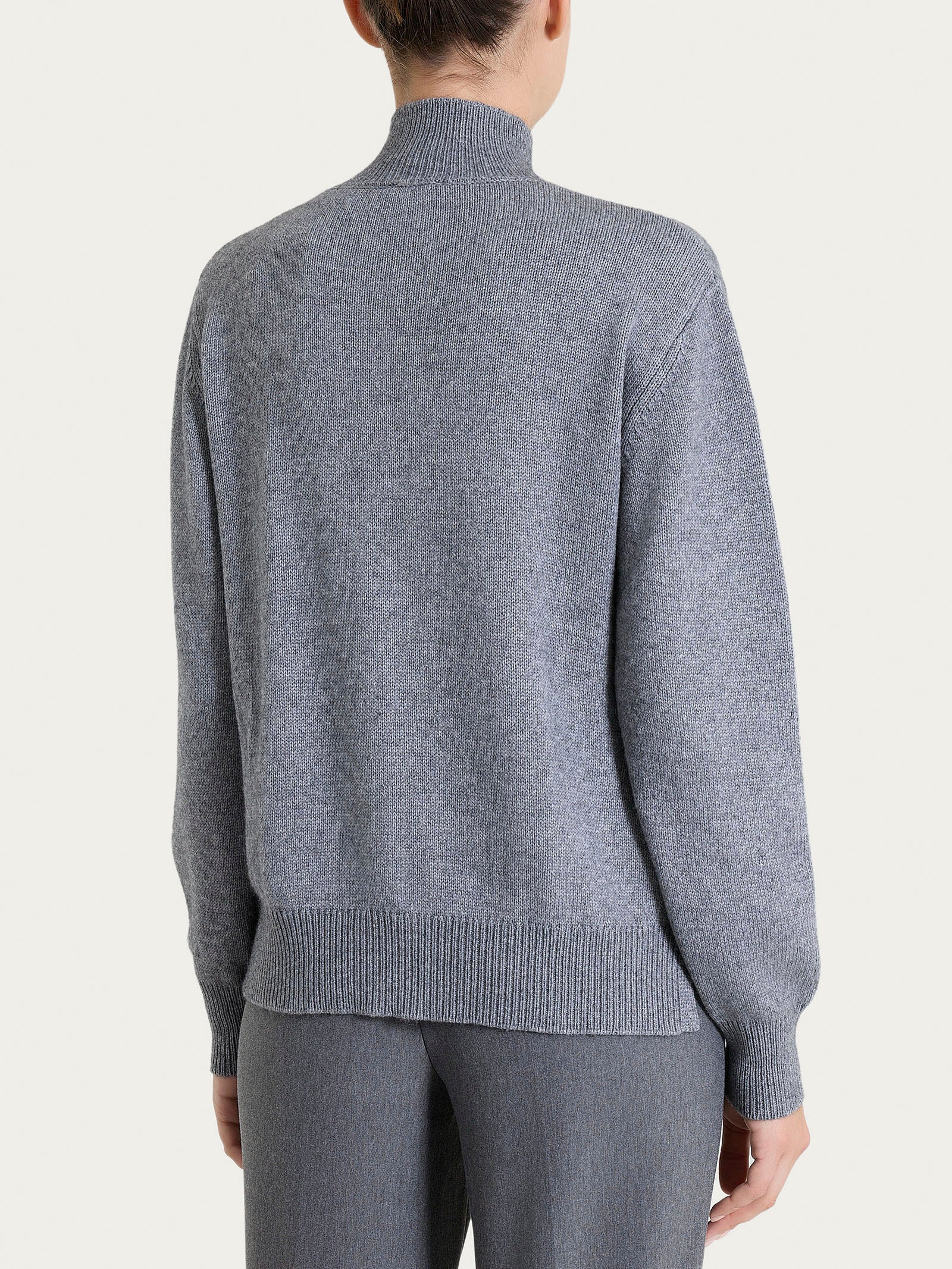 Cardigan con collo alto in Natural Soft - Ferro Mel. - Image 2