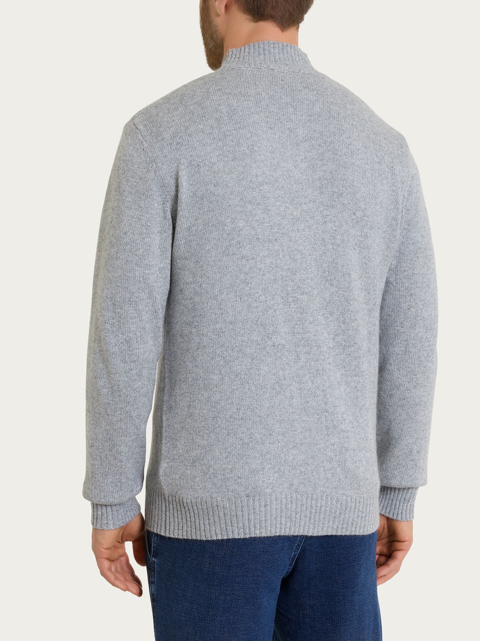 Cardigan con collo alto in Natural Soft - Ghiaia Mel. - Image 2