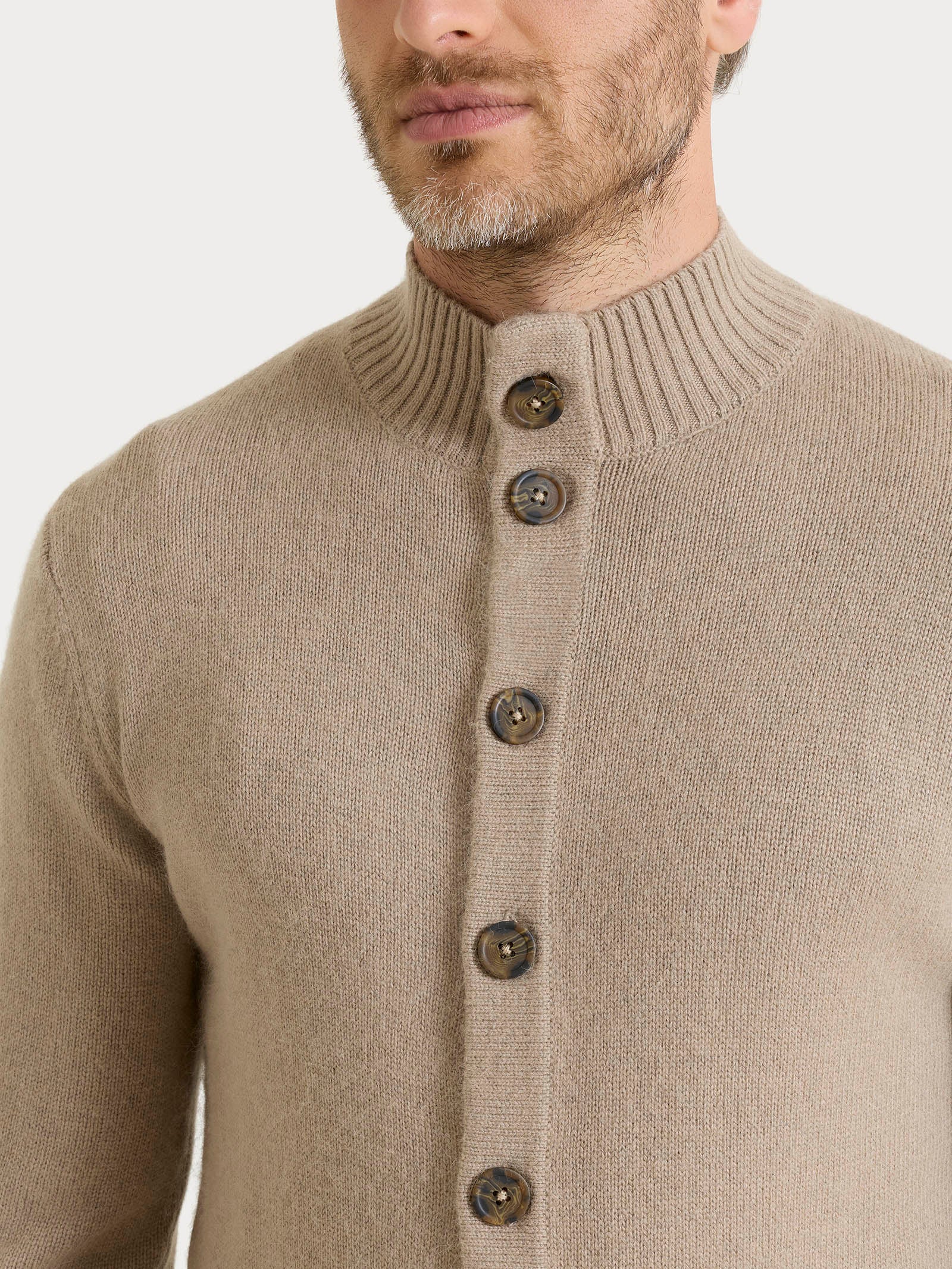 Cardigan con collo alto in Natural Soft - Glace' Mel. - Image 3