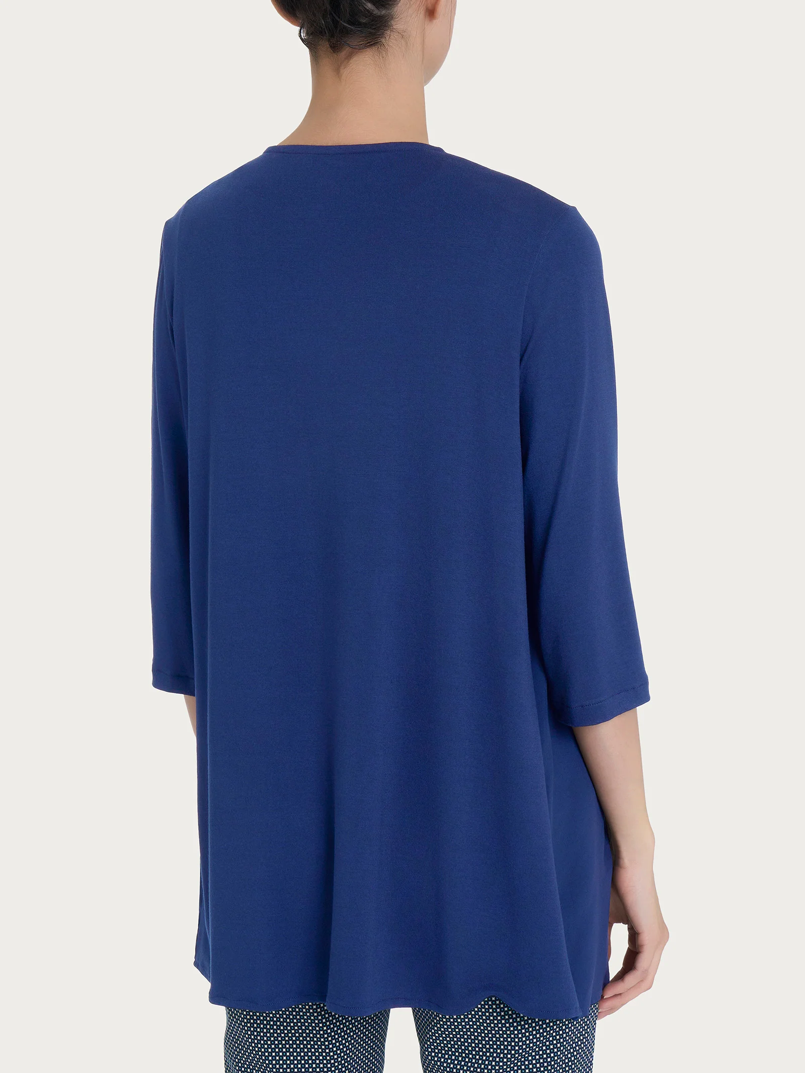 Cardigan con manica 3/4 in Misto Viscosa - Blueberry - Image 2