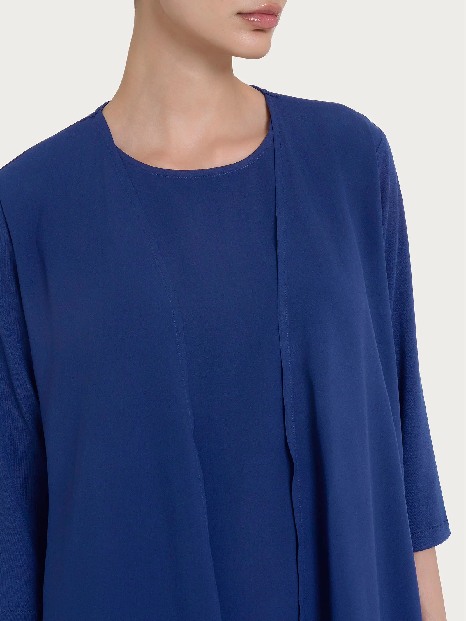 Cardigan con manica 3/4 in Misto Viscosa - Blueberry - Image 3