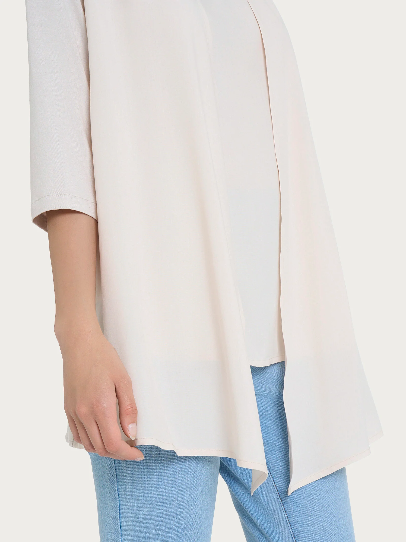 Cardigan con manica 3/4 in Misto Viscosa - Champignon - Image 3