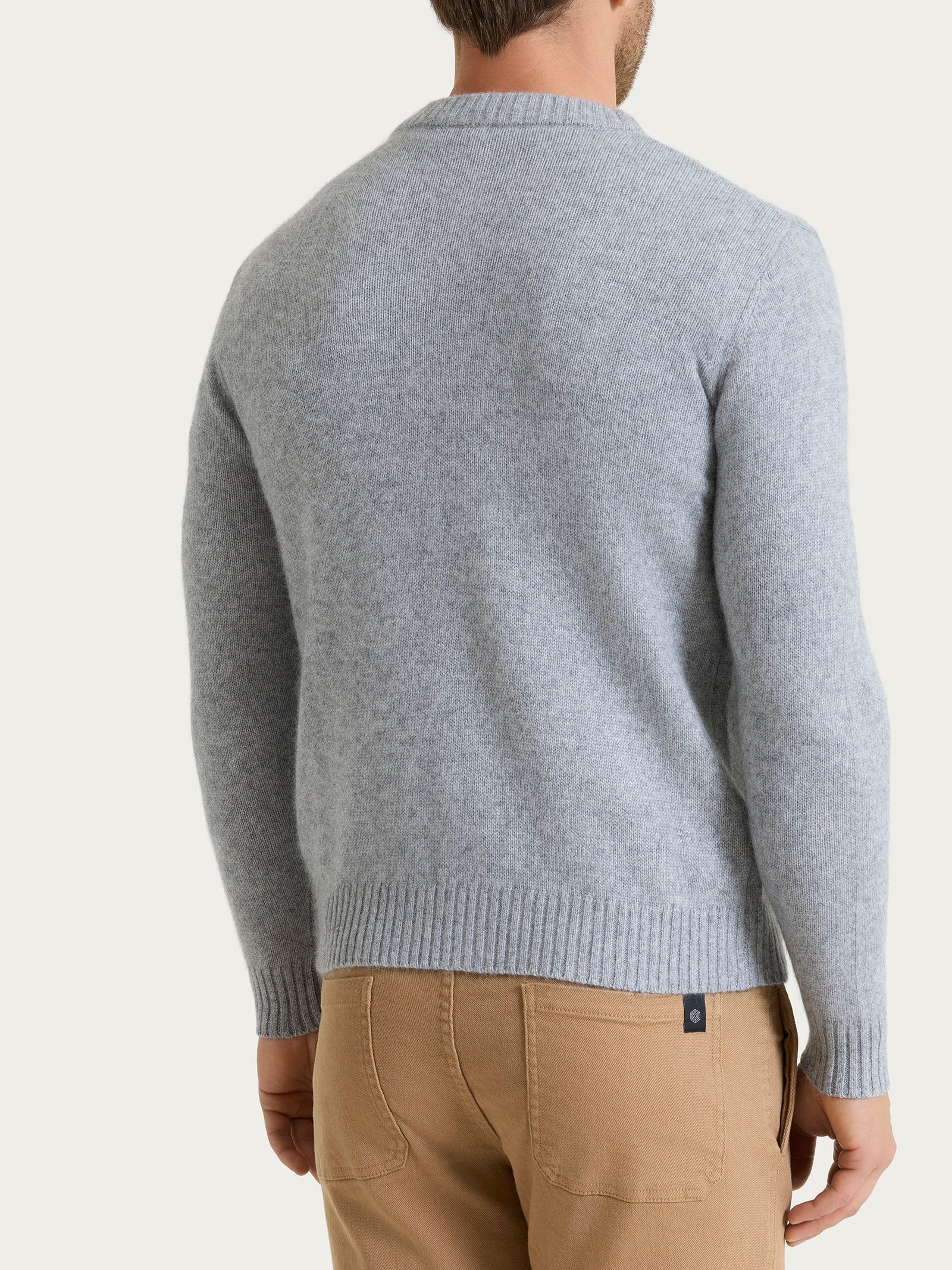 Cardigan con scollo a V in Natural Soft - Ghiaia Mel. - Image 2