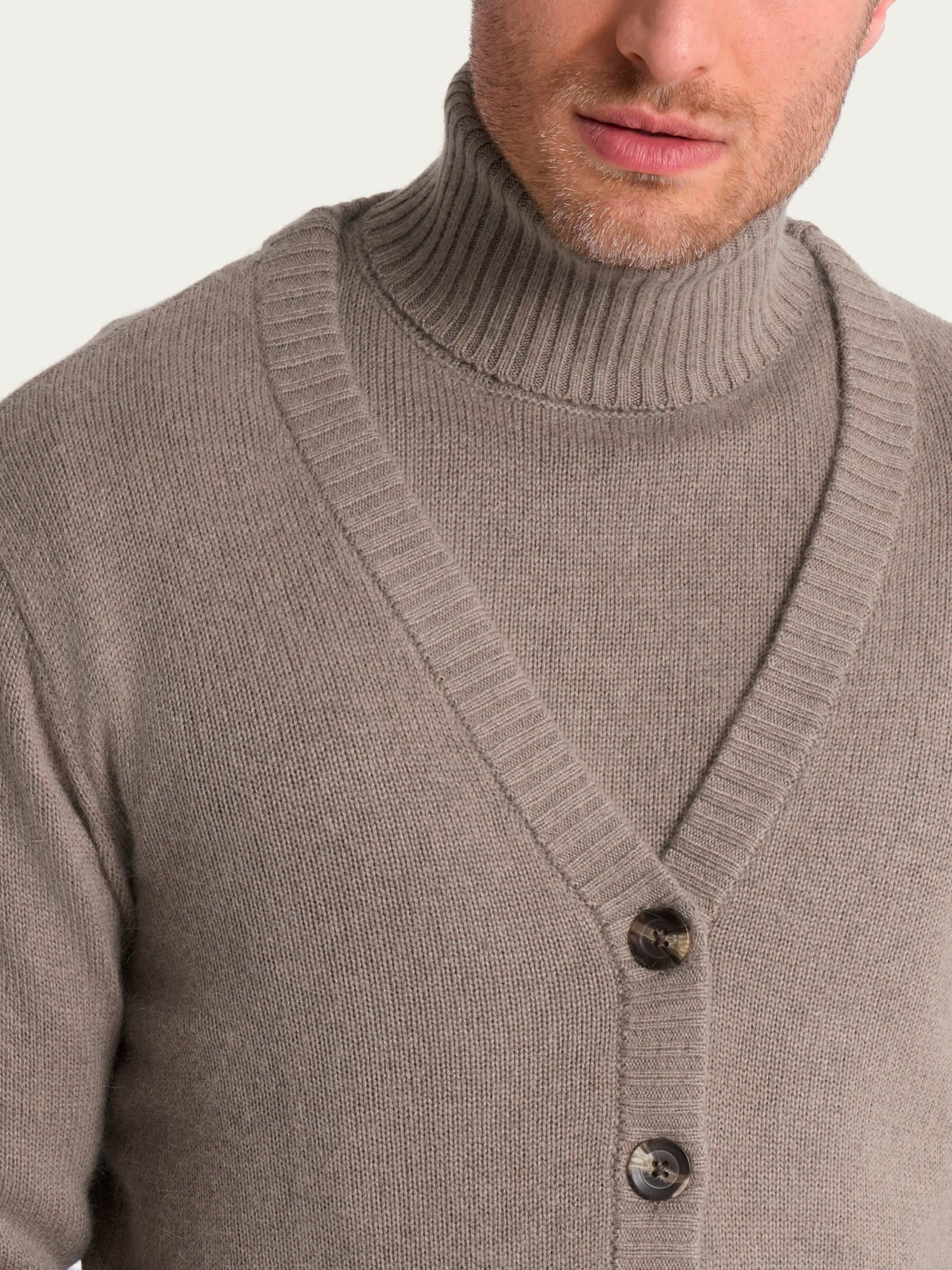 Cardigan con scollo a V in Natural Soft - Glace' Mel. - Image 3