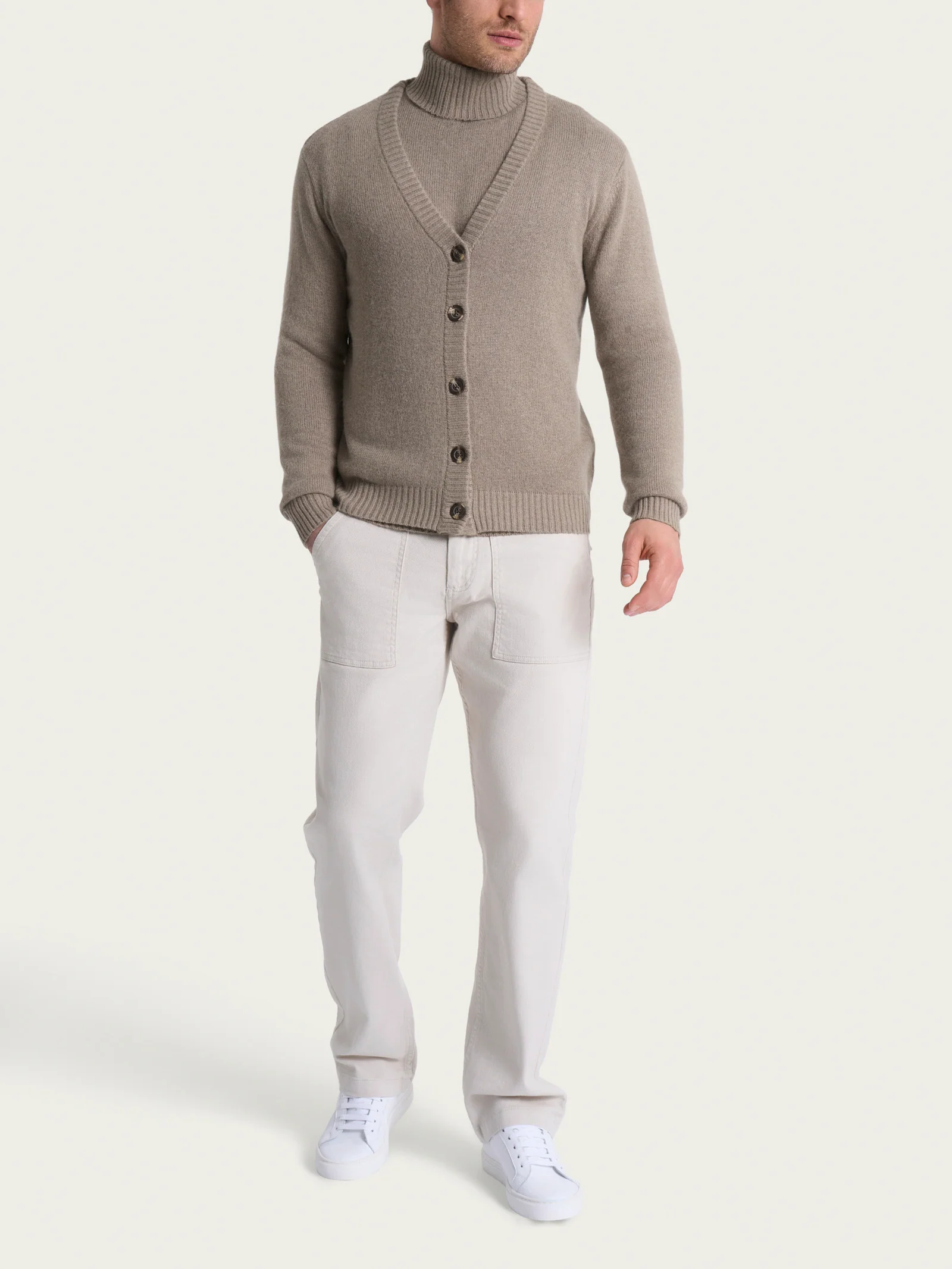 Cardigan con scollo a V in Natural Soft - Glace' Mel. - Image 4