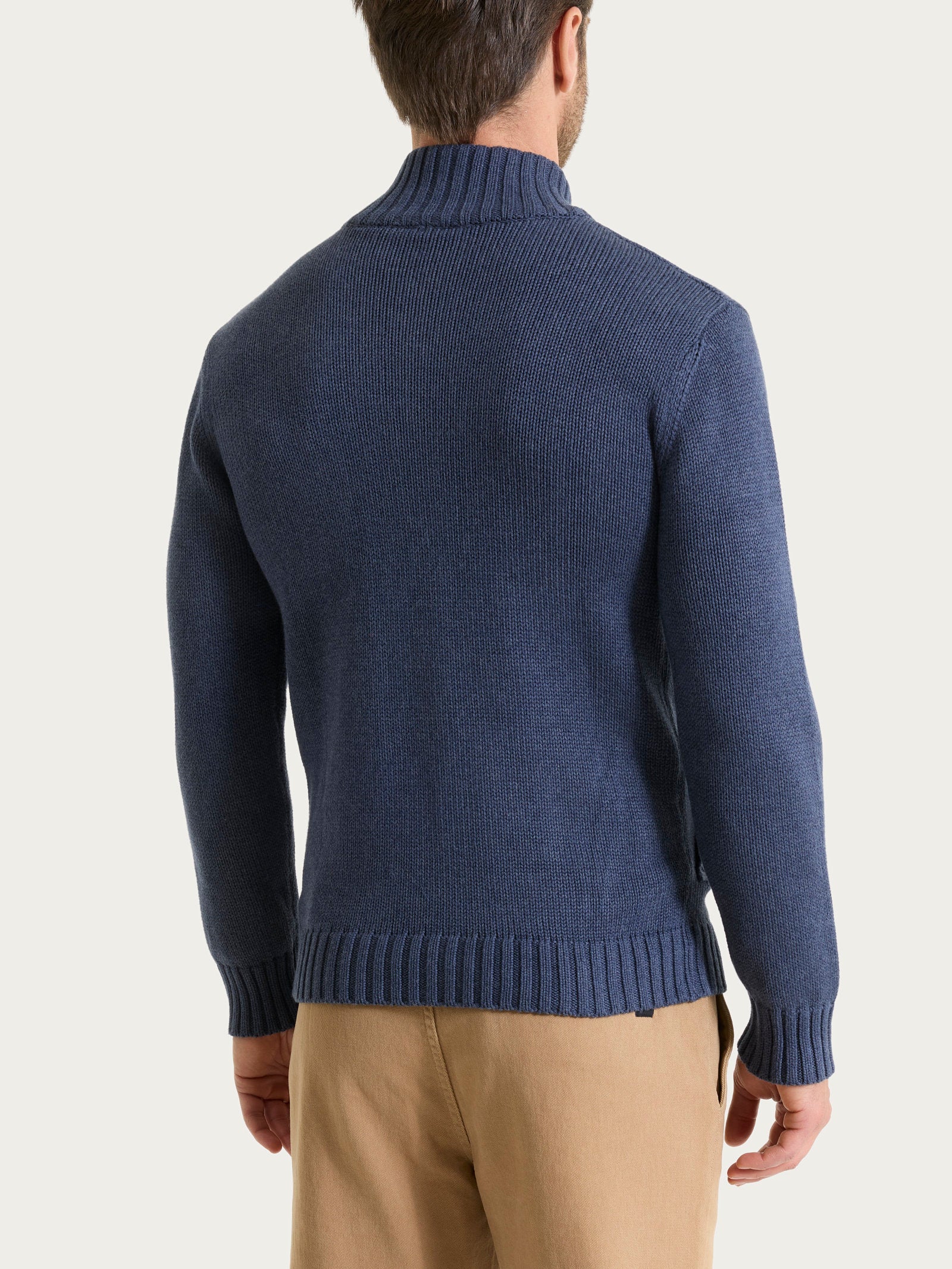 Cardigan con zip in Winter Cotton - Avio Mel. - Image 2