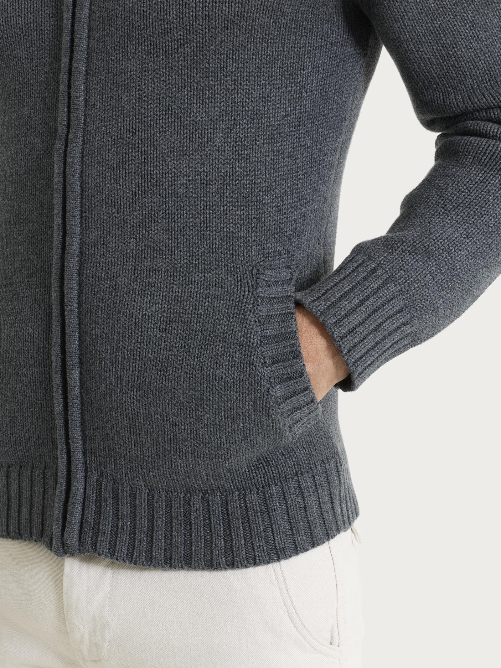 Cardigan con zip in Winter Cotton - Ardesia Mel. - Image 3