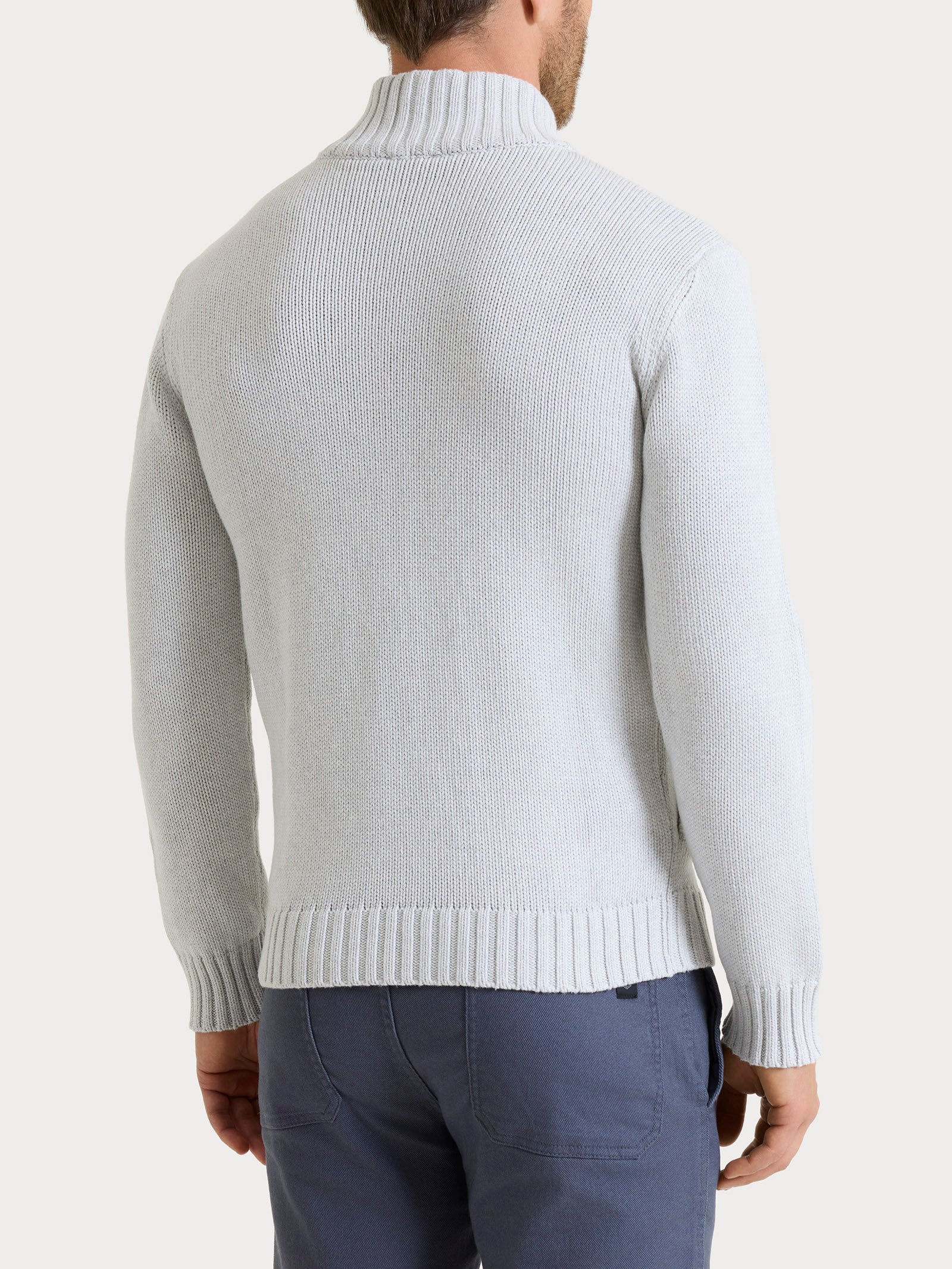 Cardigan con zip in Winter Cotton - Dawn Blue Mel. - Image 2