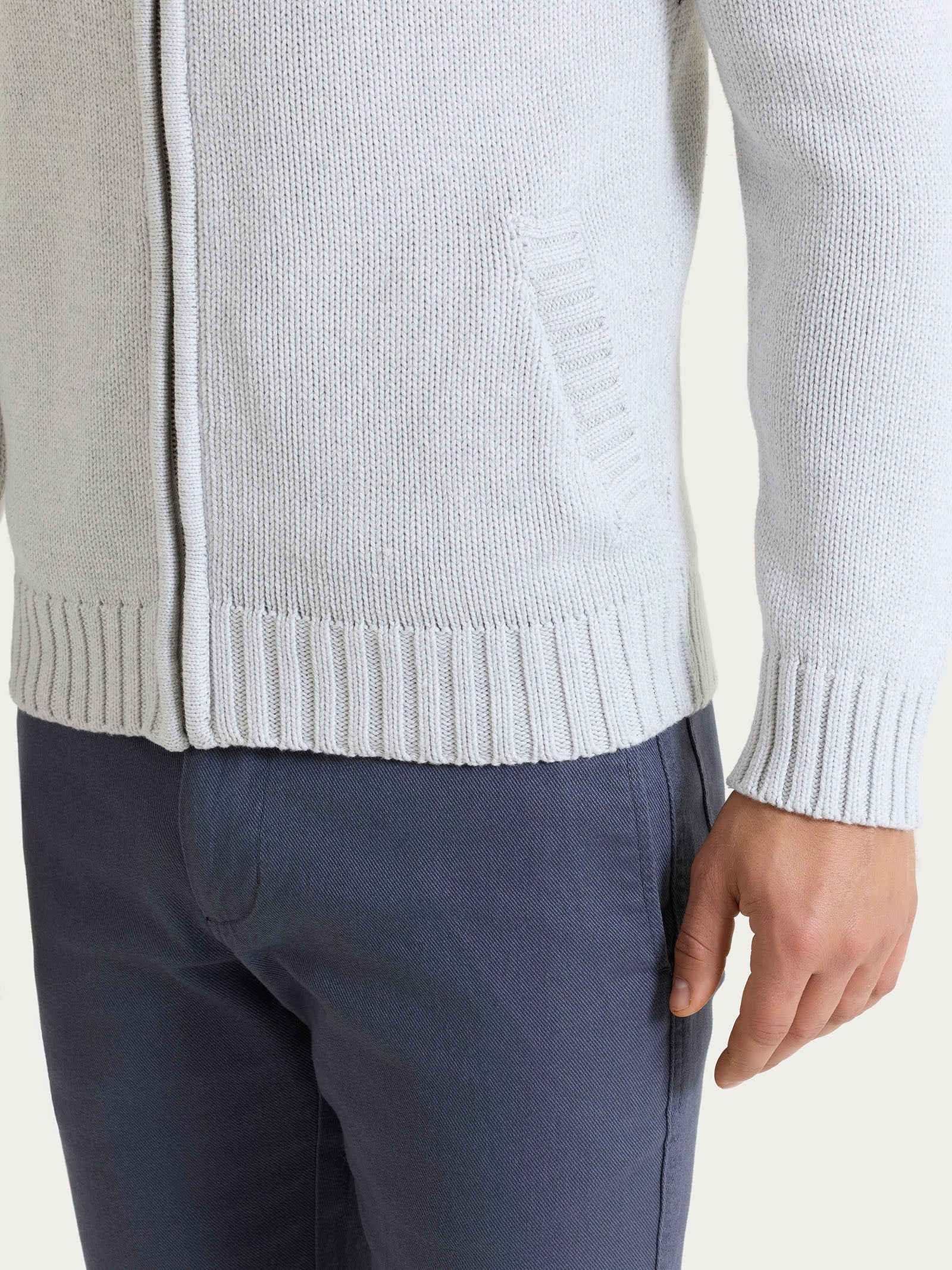 Cardigan con zip in Winter Cotton - Dawn Blue Mel. - Image 3