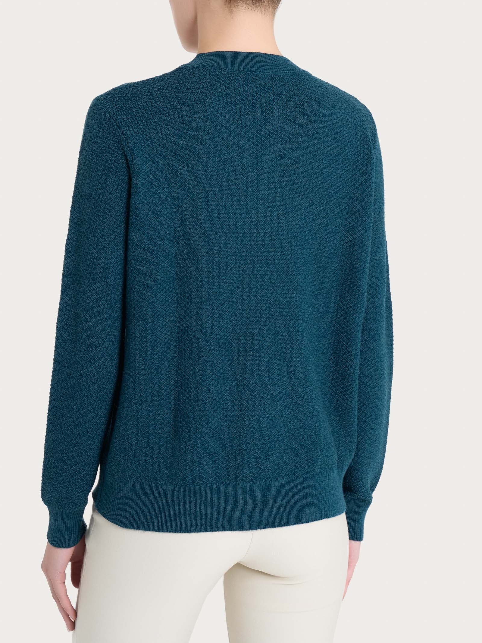Cardigan corto con bottoni in Merino Soft - Reflecting Pond - Image 2