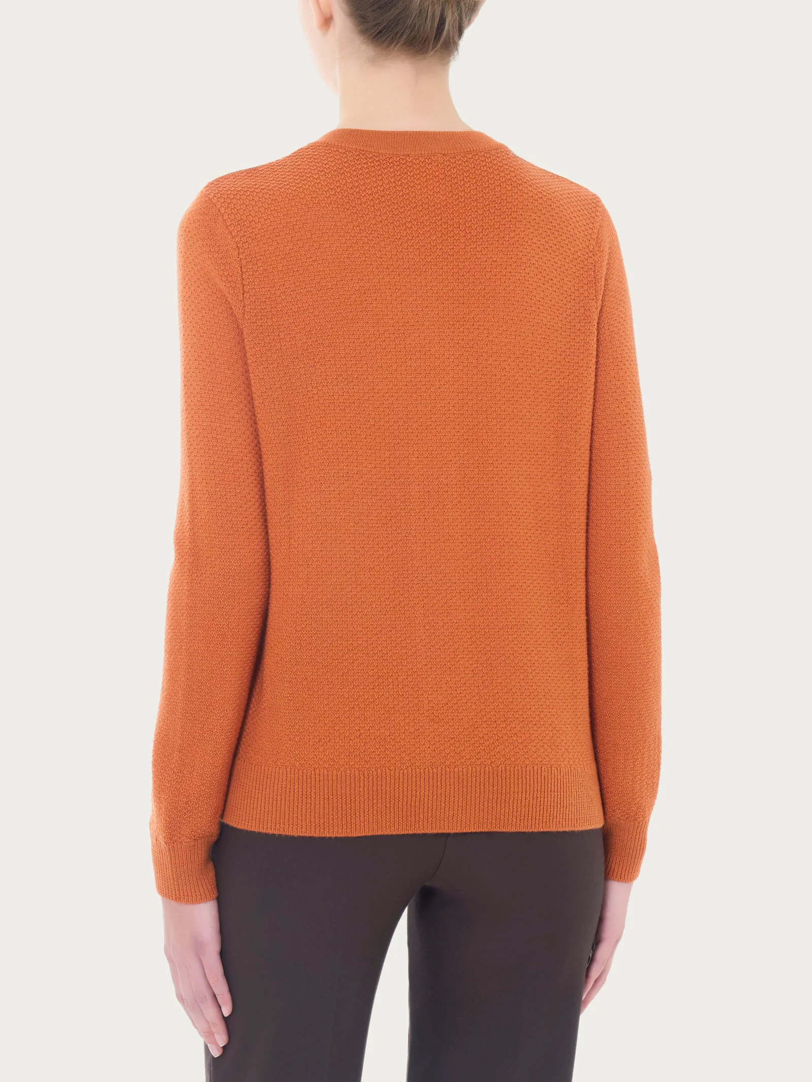 Cardigan corto con bottoni in Merino Soft - Rust - Image 2