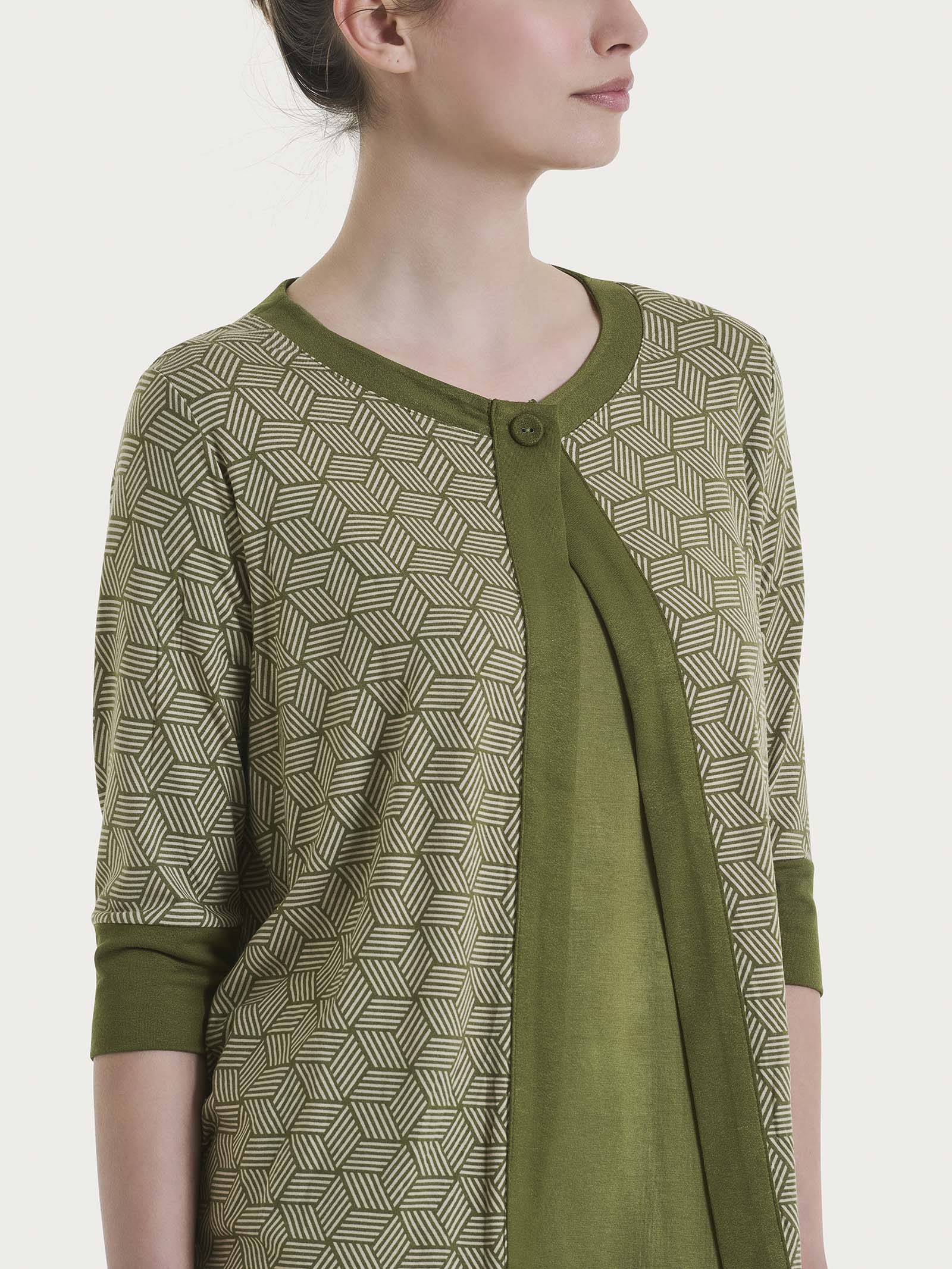 Cardigan corto con cubi in Viscosa Summer - Fant. Sphagnum - Image 3