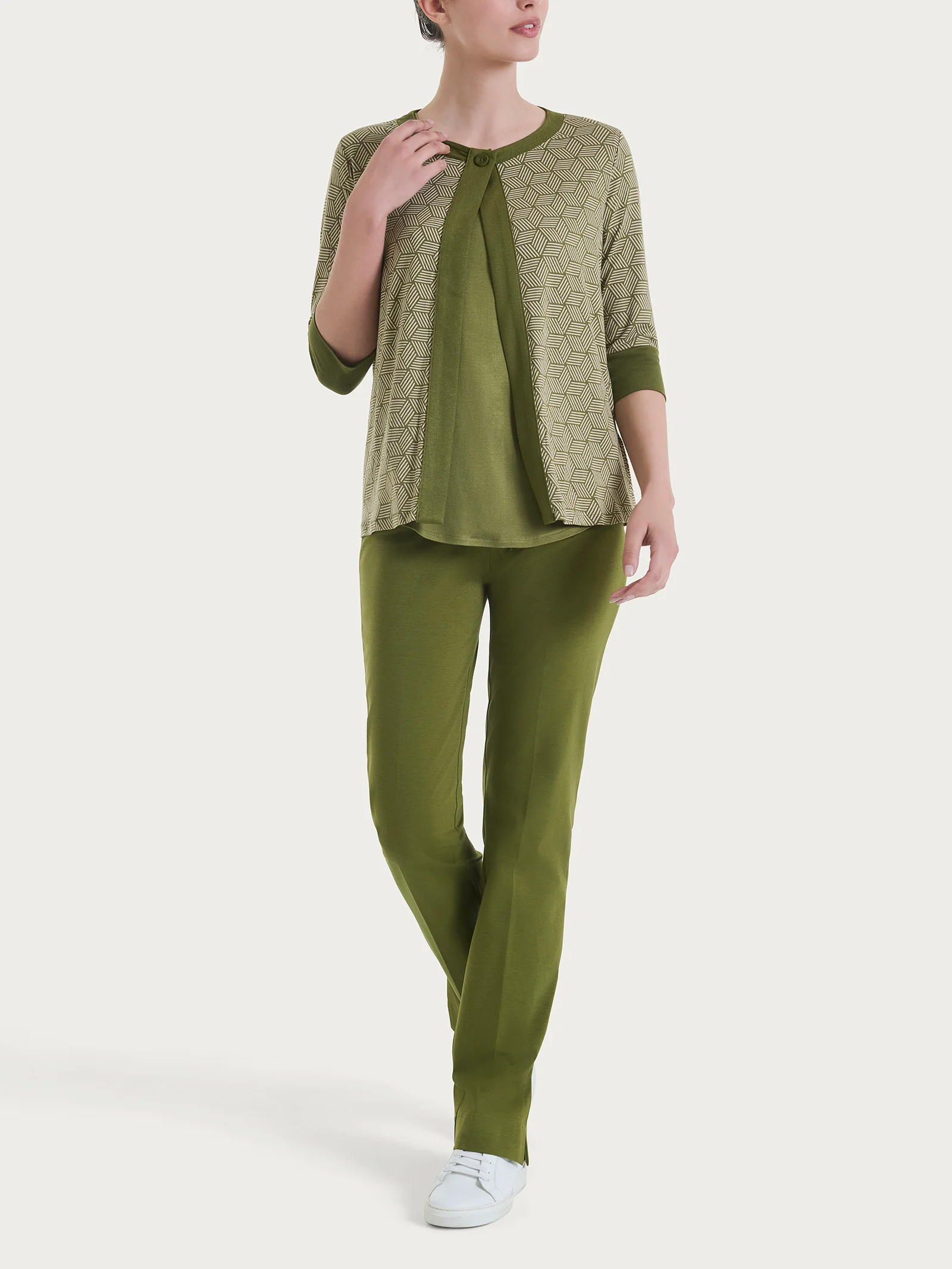 Cardigan corto con cubi in Viscosa Summer - Fant. Sphagnum - Image 4