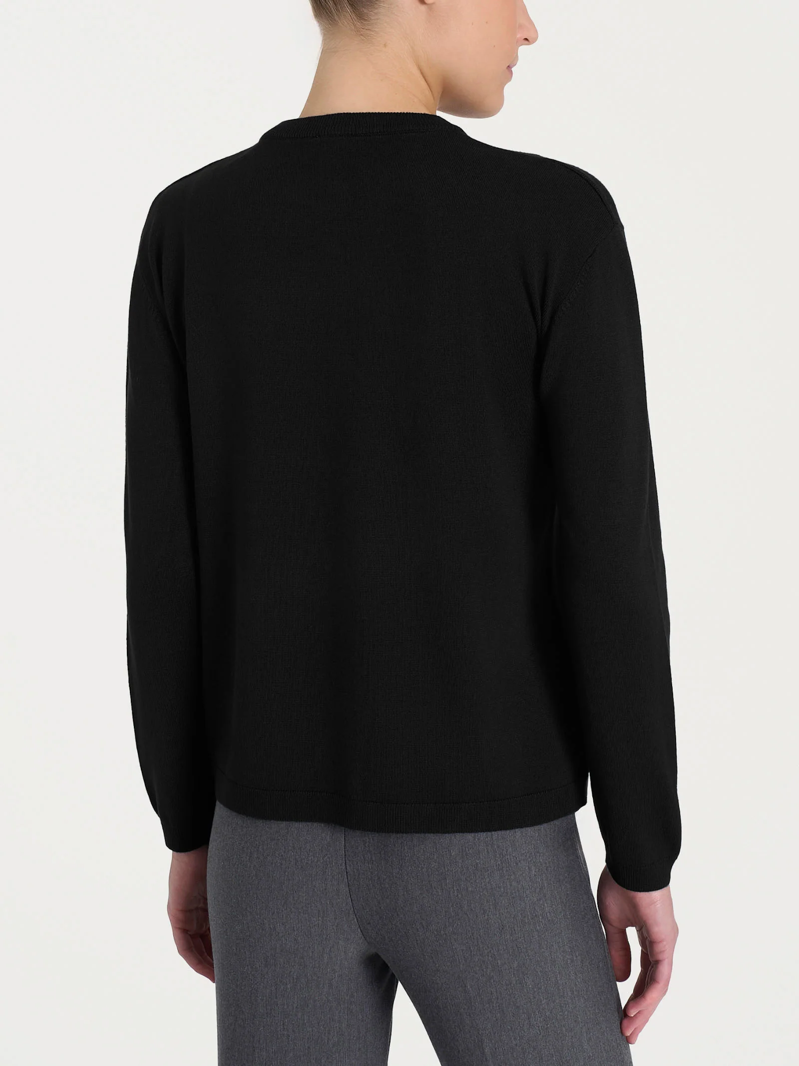 Cardigan corto con due bottoni Four Seasons - Nero - Image 2