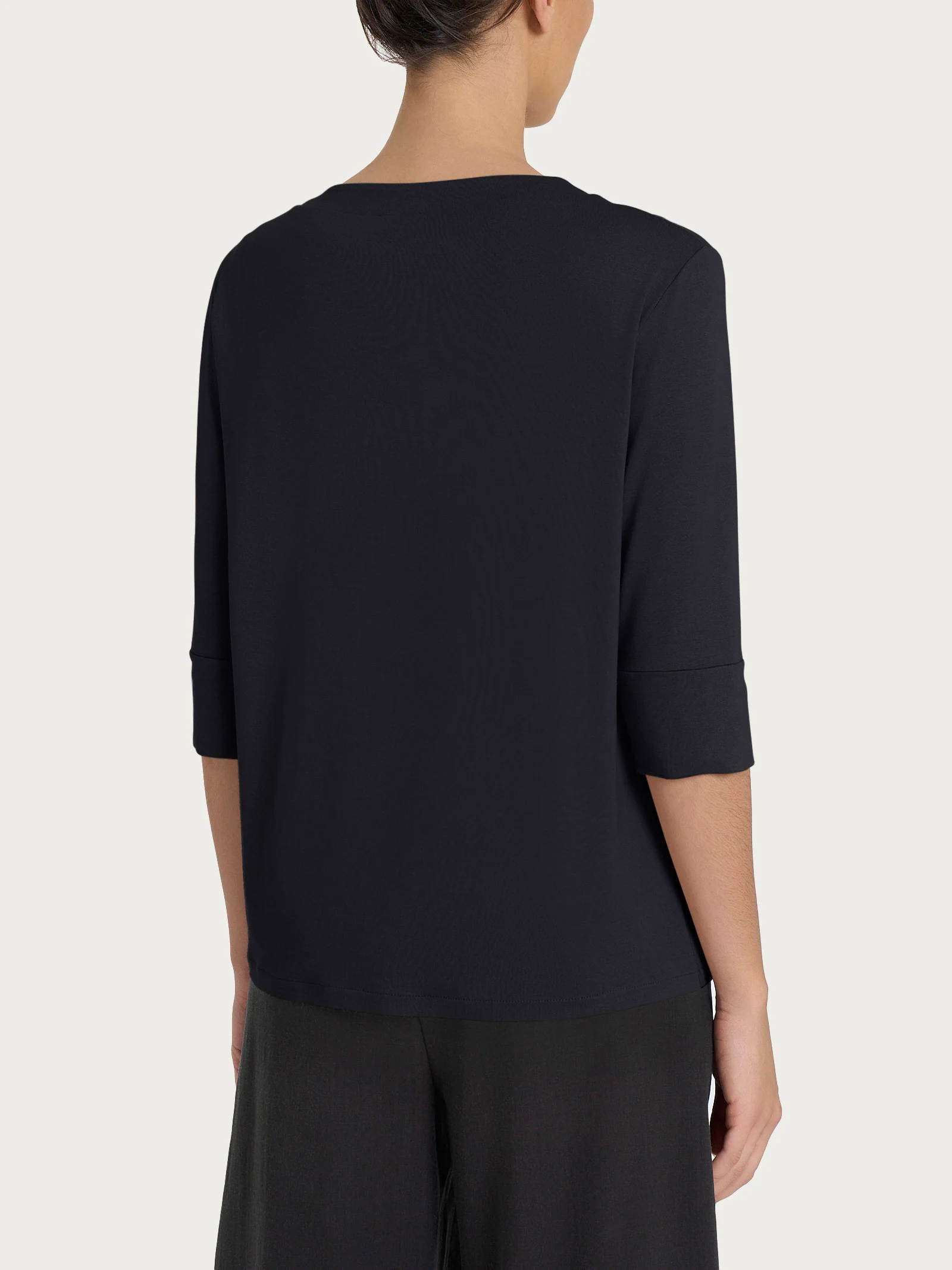 Cardigan corto in jersey di viscosa crêpe - Nero - Image 2