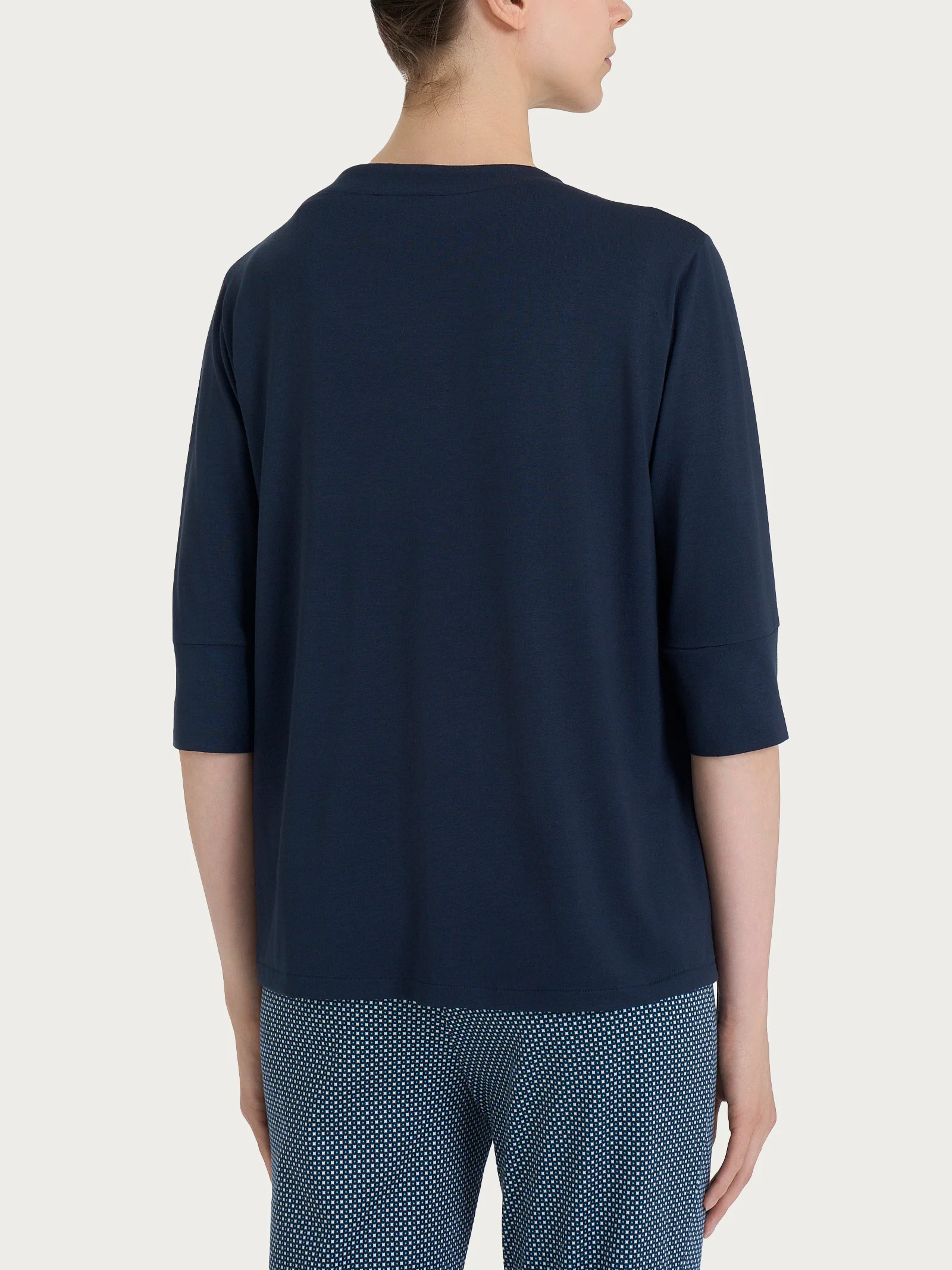 Cardigan corto in jersey di viscosa crêpe - Bleu - Image 2