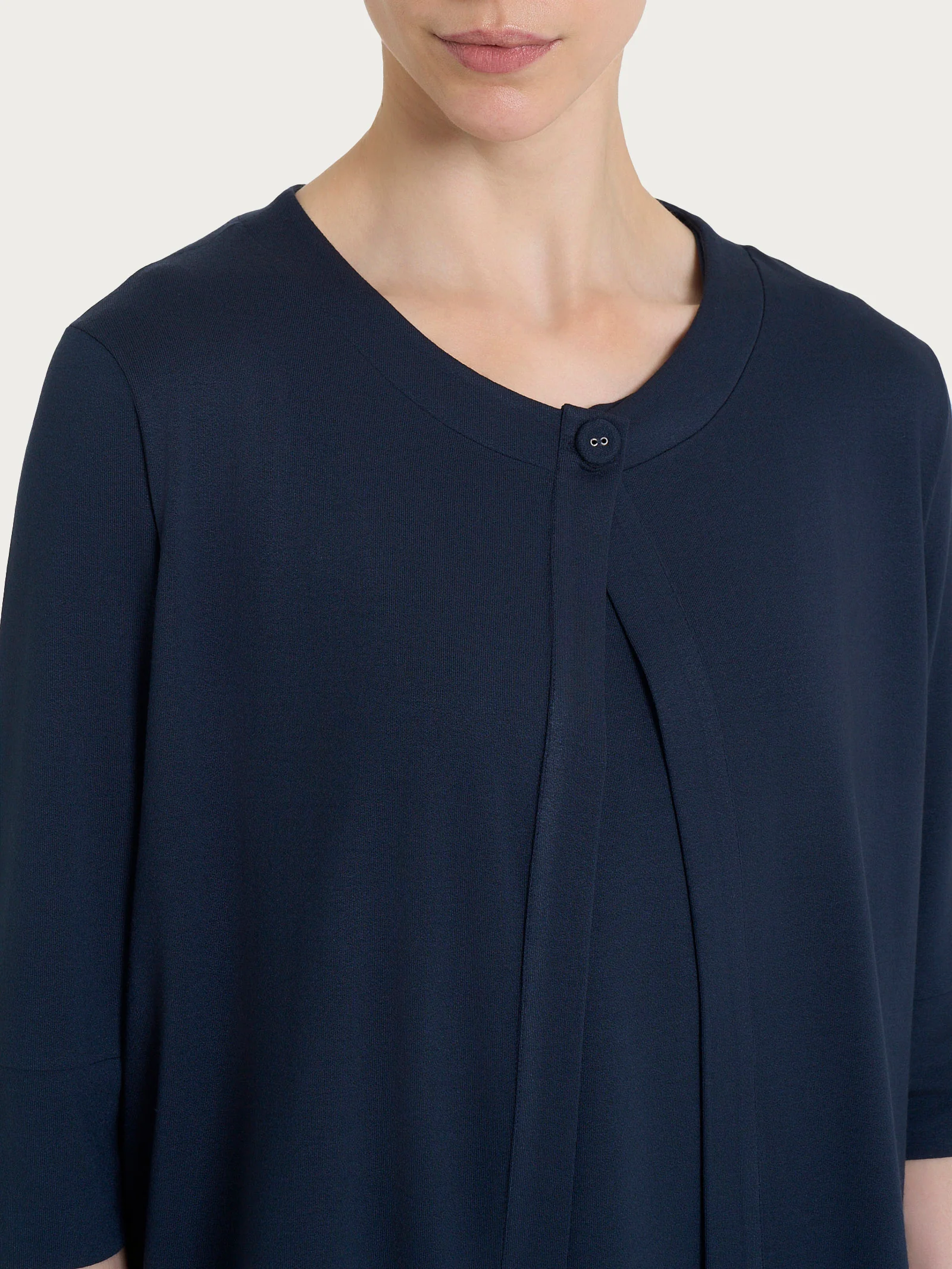 Cardigan corto in jersey di viscosa crêpe - Bleu - Image 3
