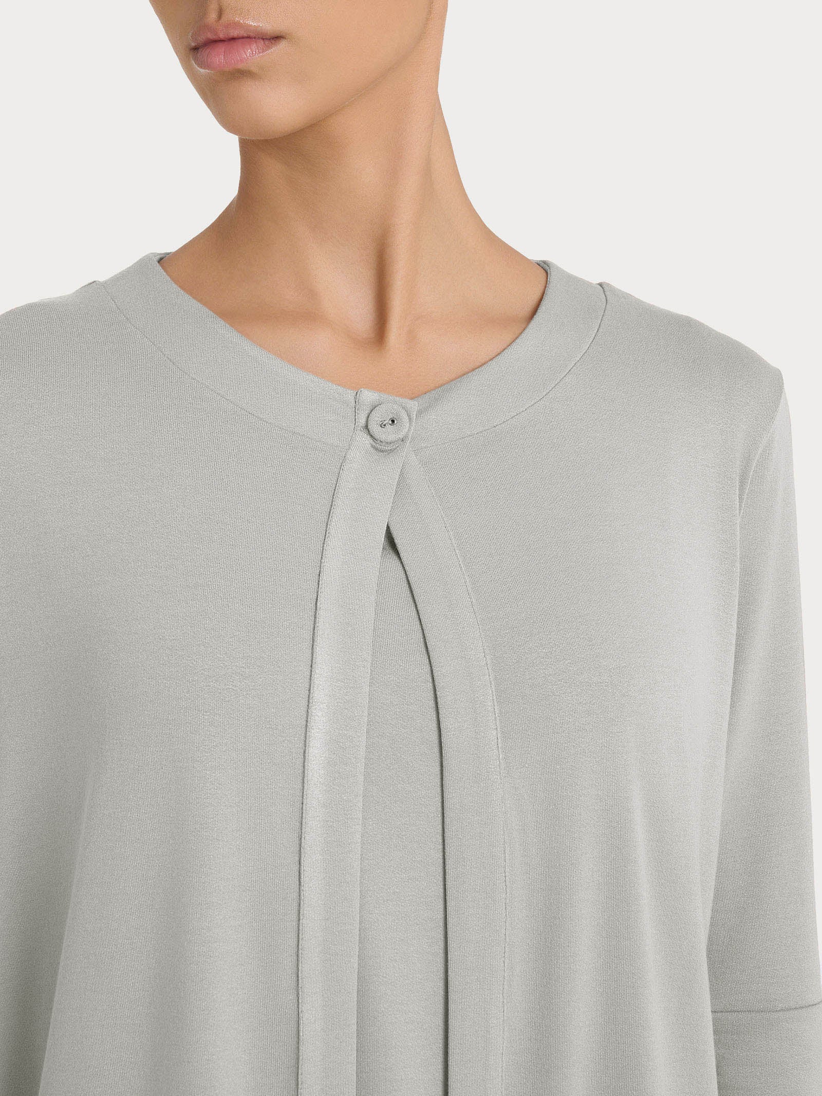Cardigan corto in jersey di viscosa crêpe - Dawn Blue - Image 3