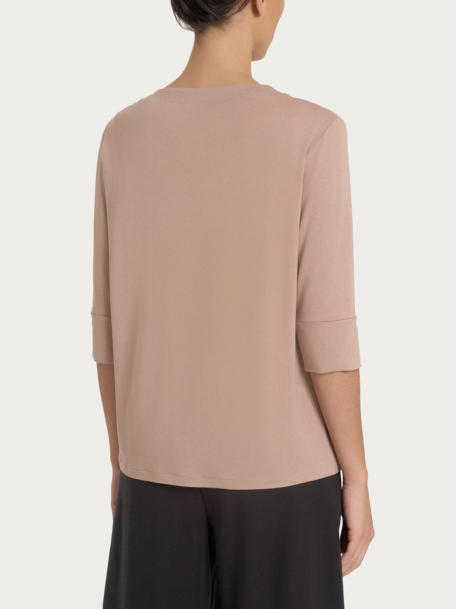 Cardigan corto in jersey di viscosa crêpe - Warm Taupe - Image 2