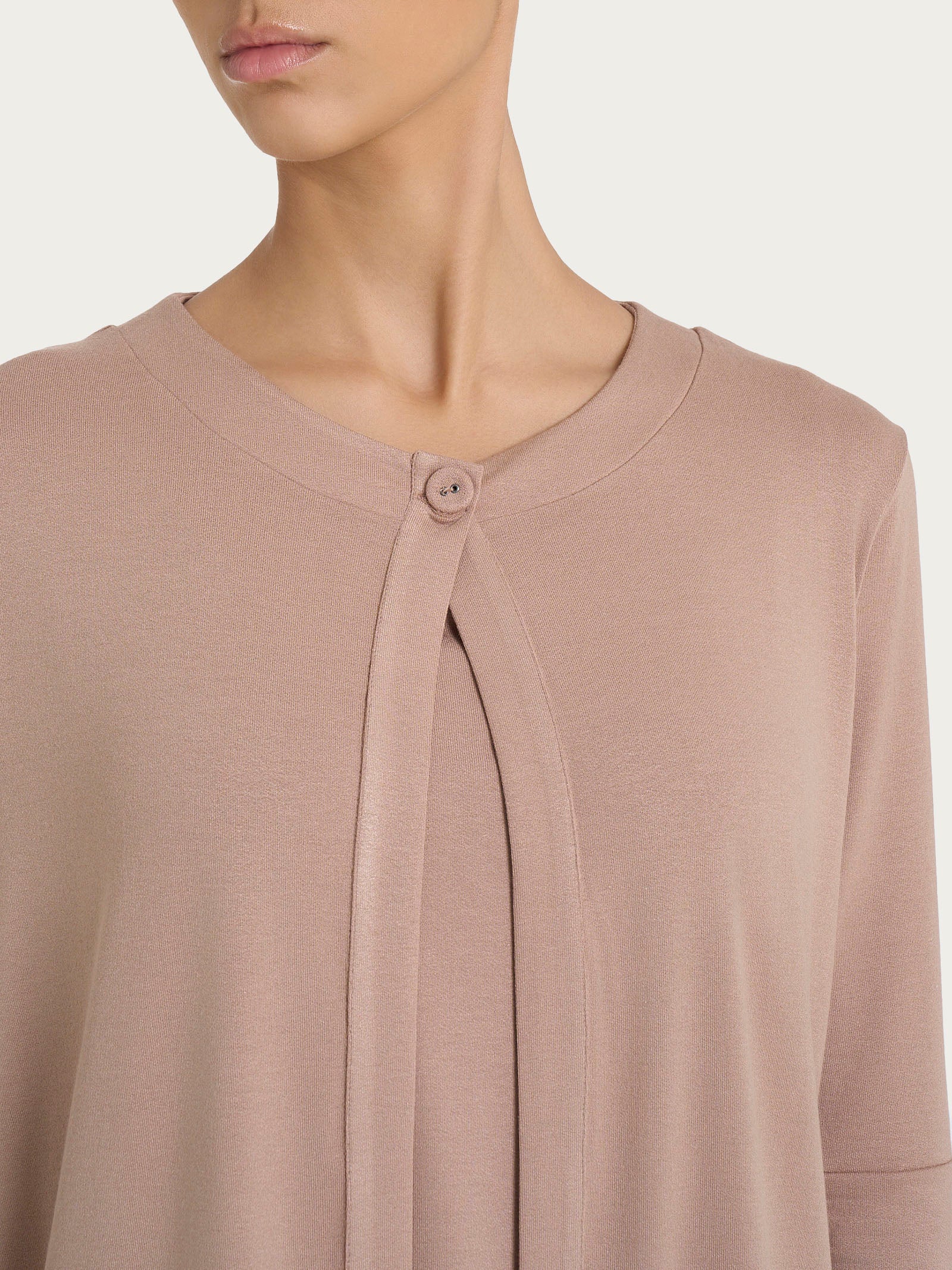 Cardigan corto in jersey di viscosa crêpe - Warm Taupe - Image 3