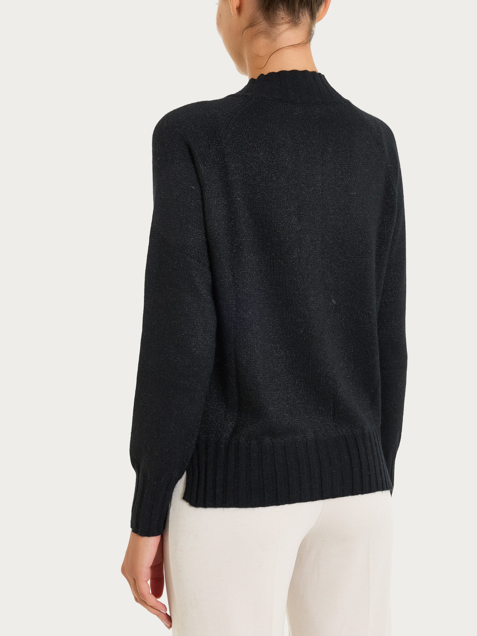 Cardigan corto in Natural Soft e Lurex - Nero - Image 2