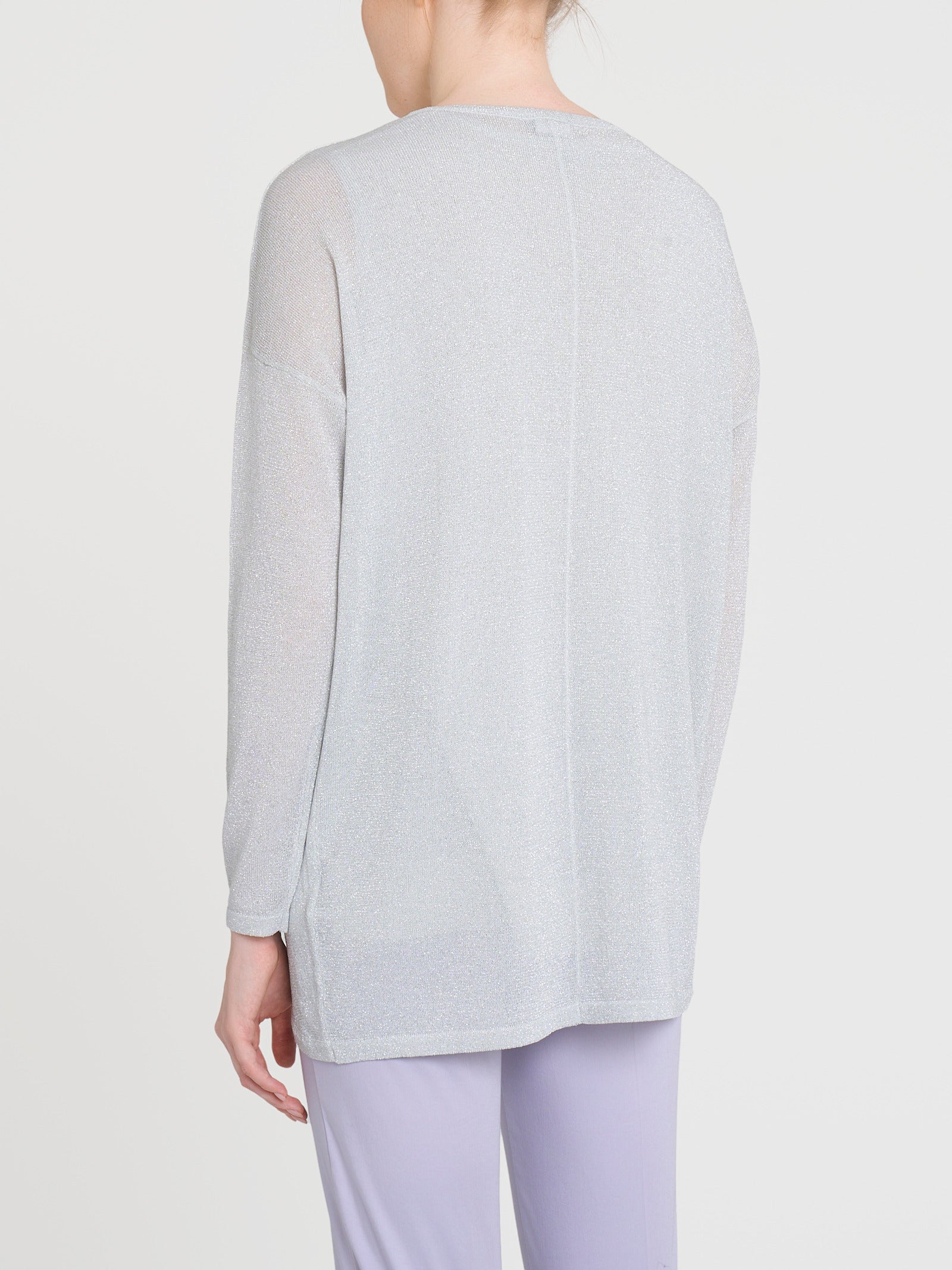 Cardigan in Crêpe Lurex - Bianco - Image 2