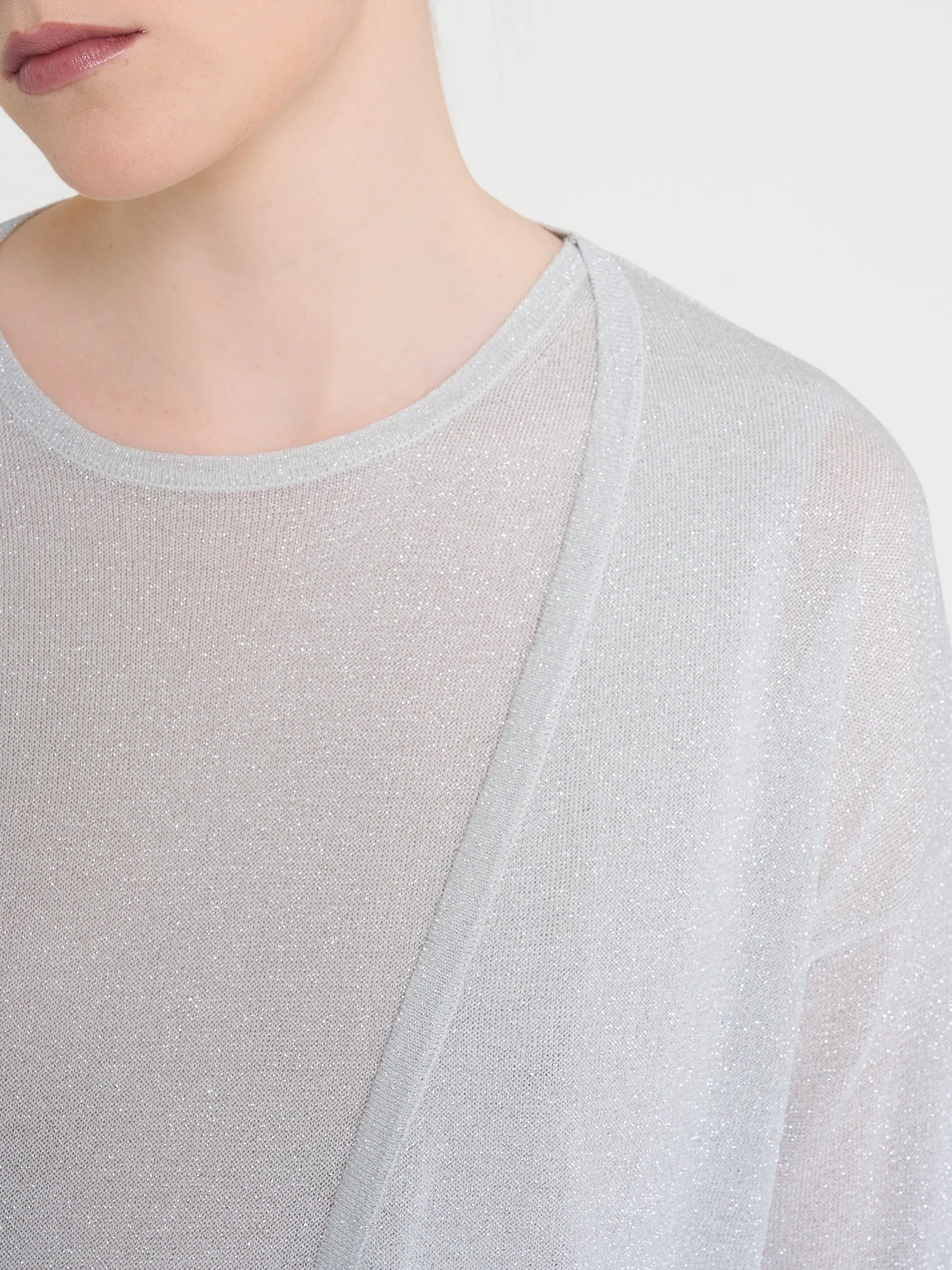 Cardigan in Crêpe Lurex - Bianco - Image 3