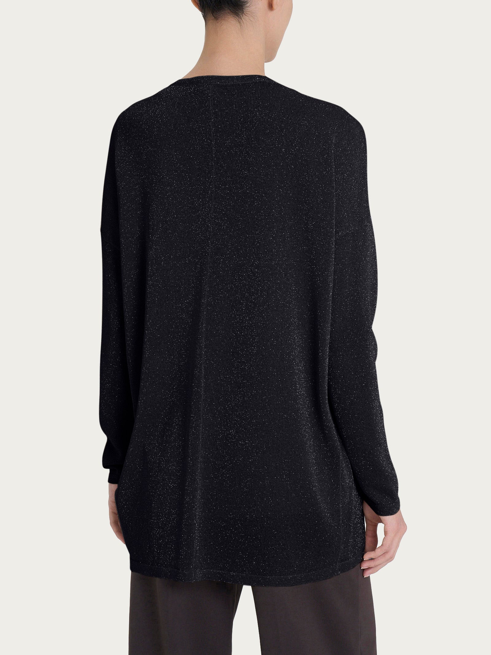 Cardigan in Crêpe Lurex - Nero - Image 2