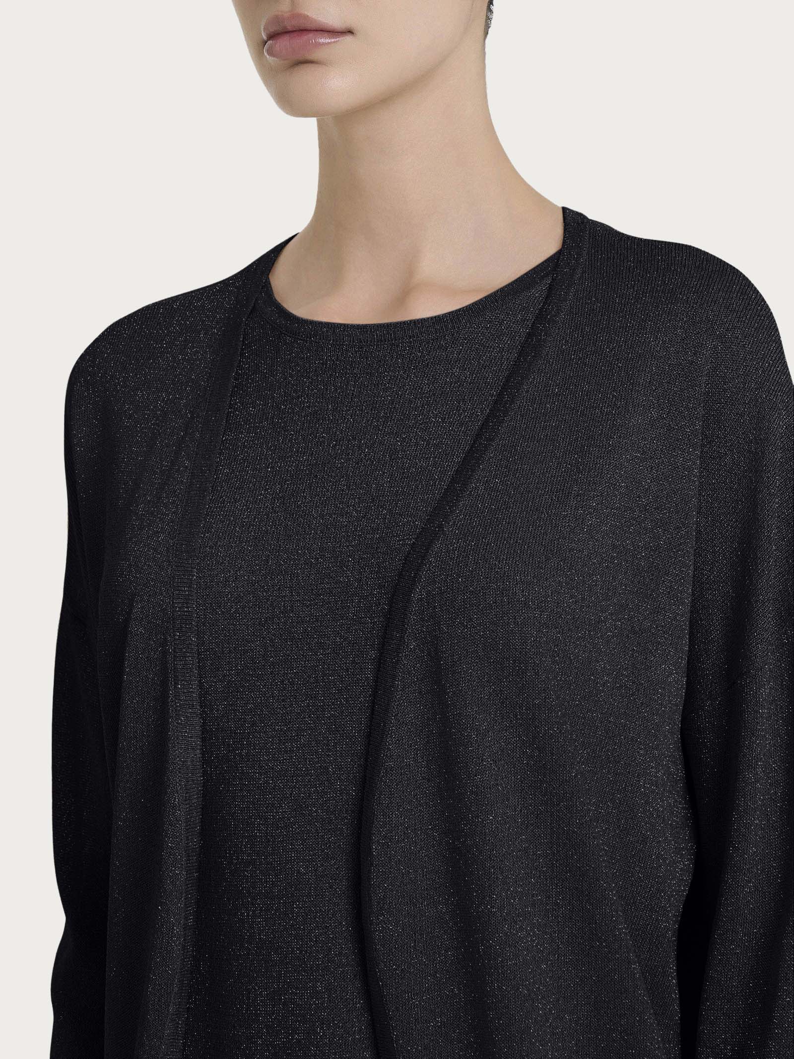 Cardigan in Crêpe Lurex - Nero - Image 3